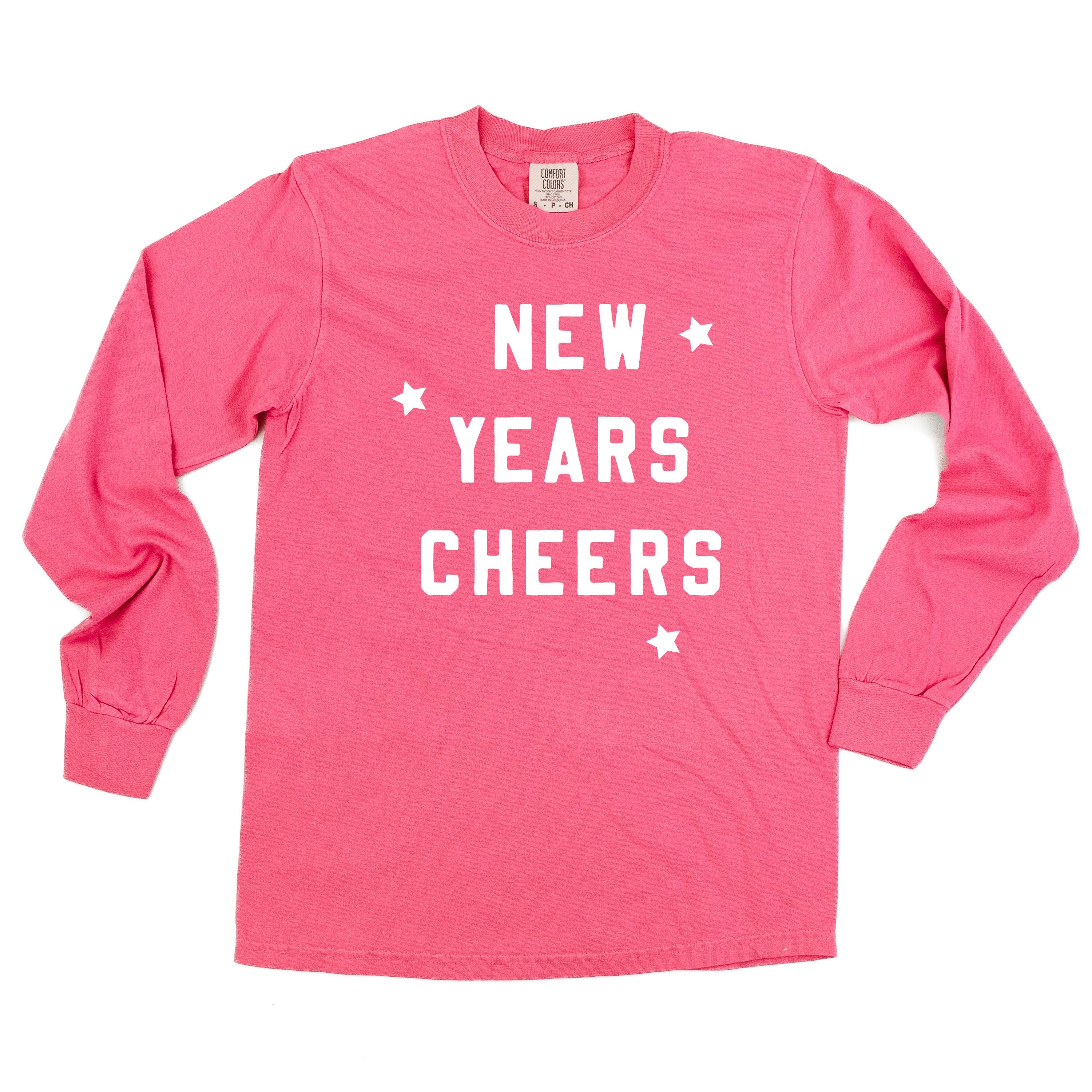 New Years Cheers - Block Font - LONG SLEEVE Comfort Colors Tee Little Mama Shirt Shop