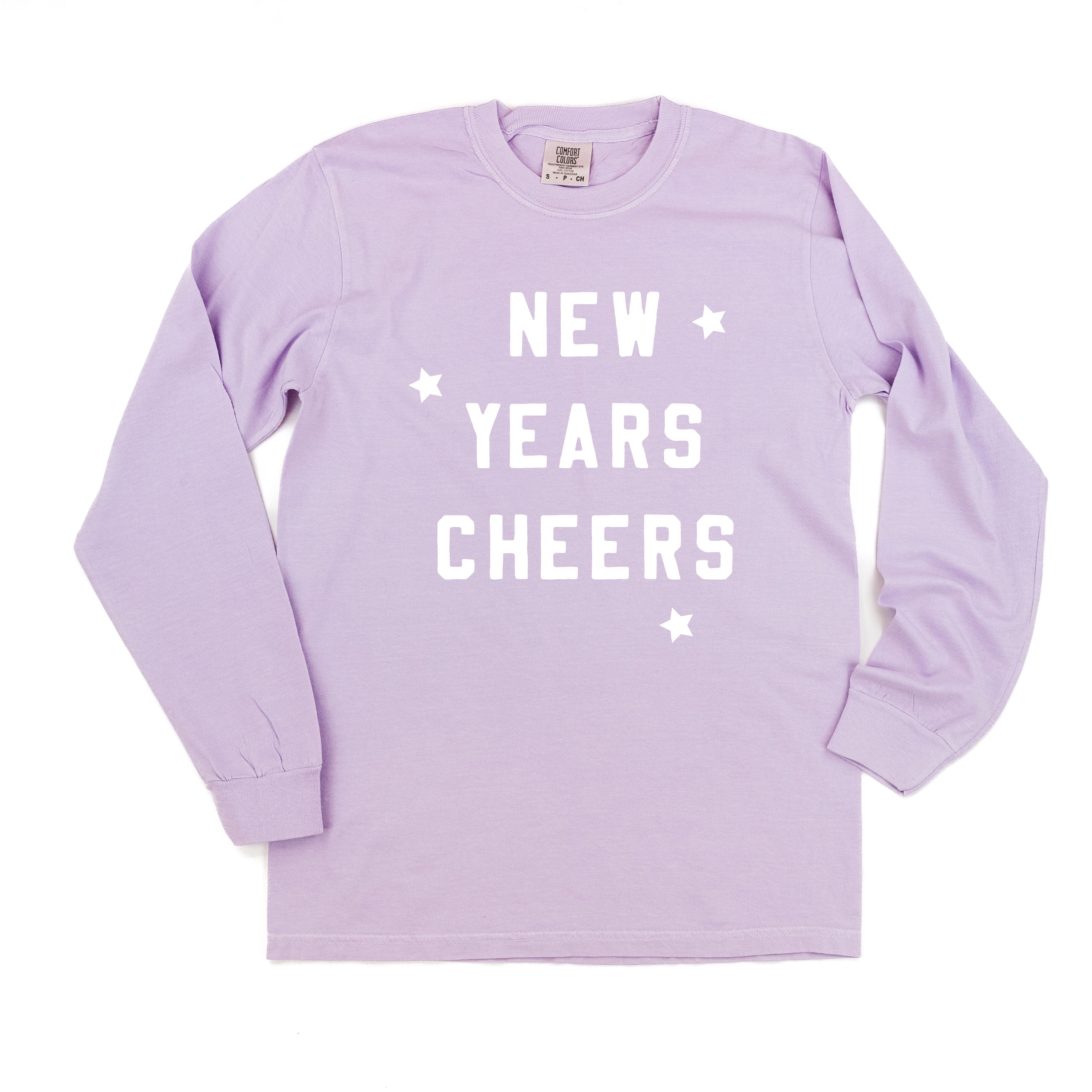 New Years Cheers - Block Font - LONG SLEEVE Comfort Colors Tee Little Mama Shirt Shop