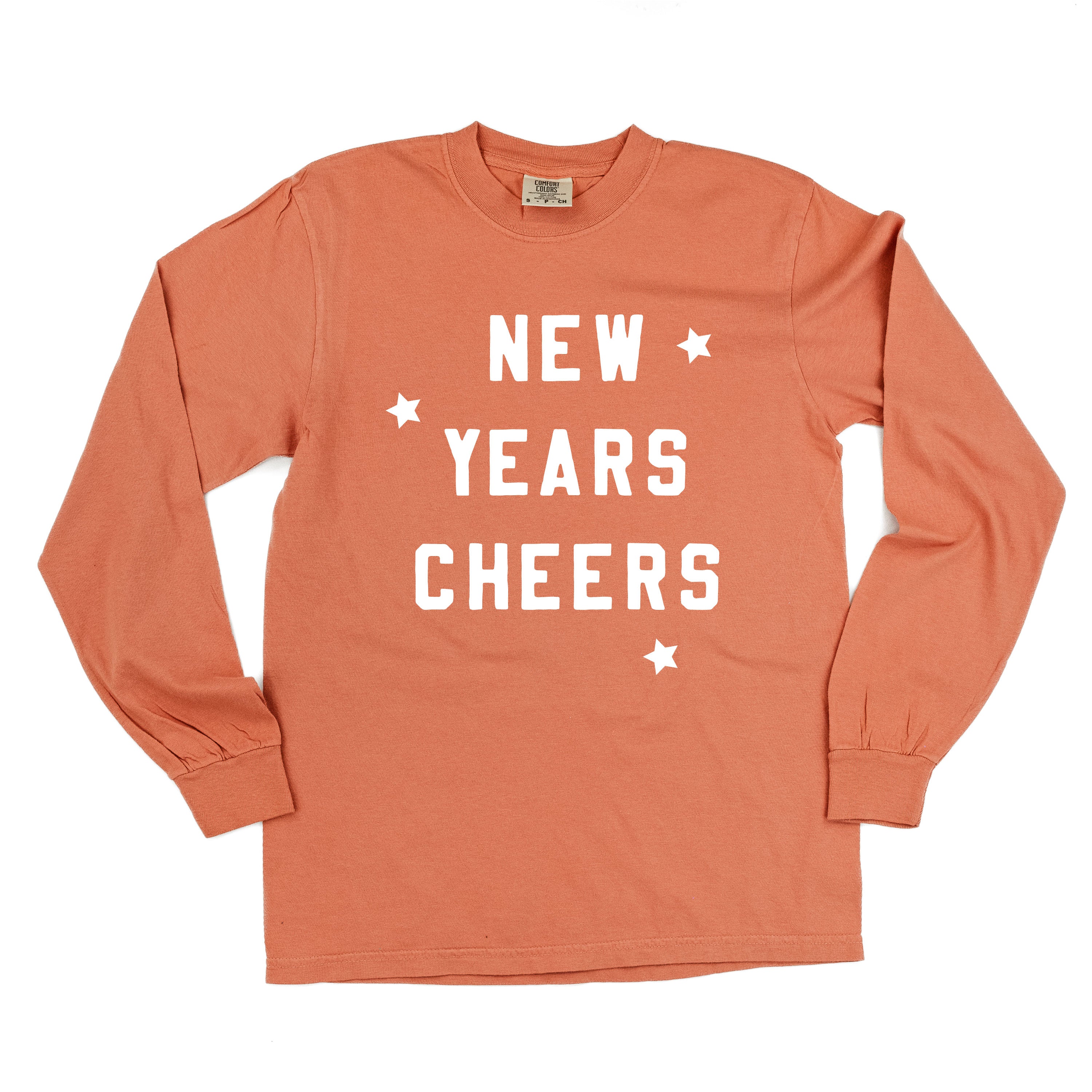 New Years Cheers - Block Font - LONG SLEEVE Comfort Colors Tee Little Mama Shirt Shop