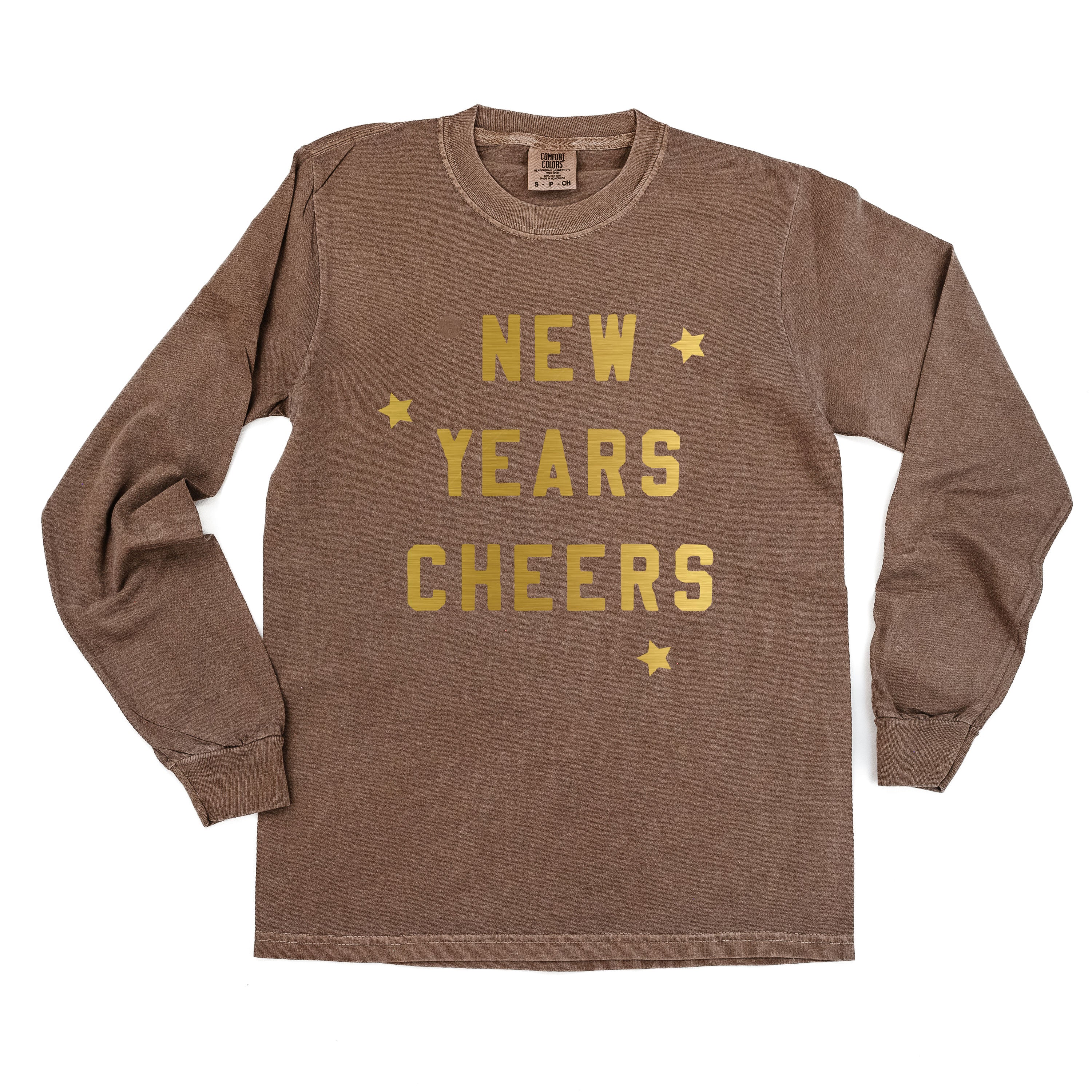 New Years Cheers - Block Font - LONG SLEEVE Comfort Colors Tee Little Mama Shirt Shop