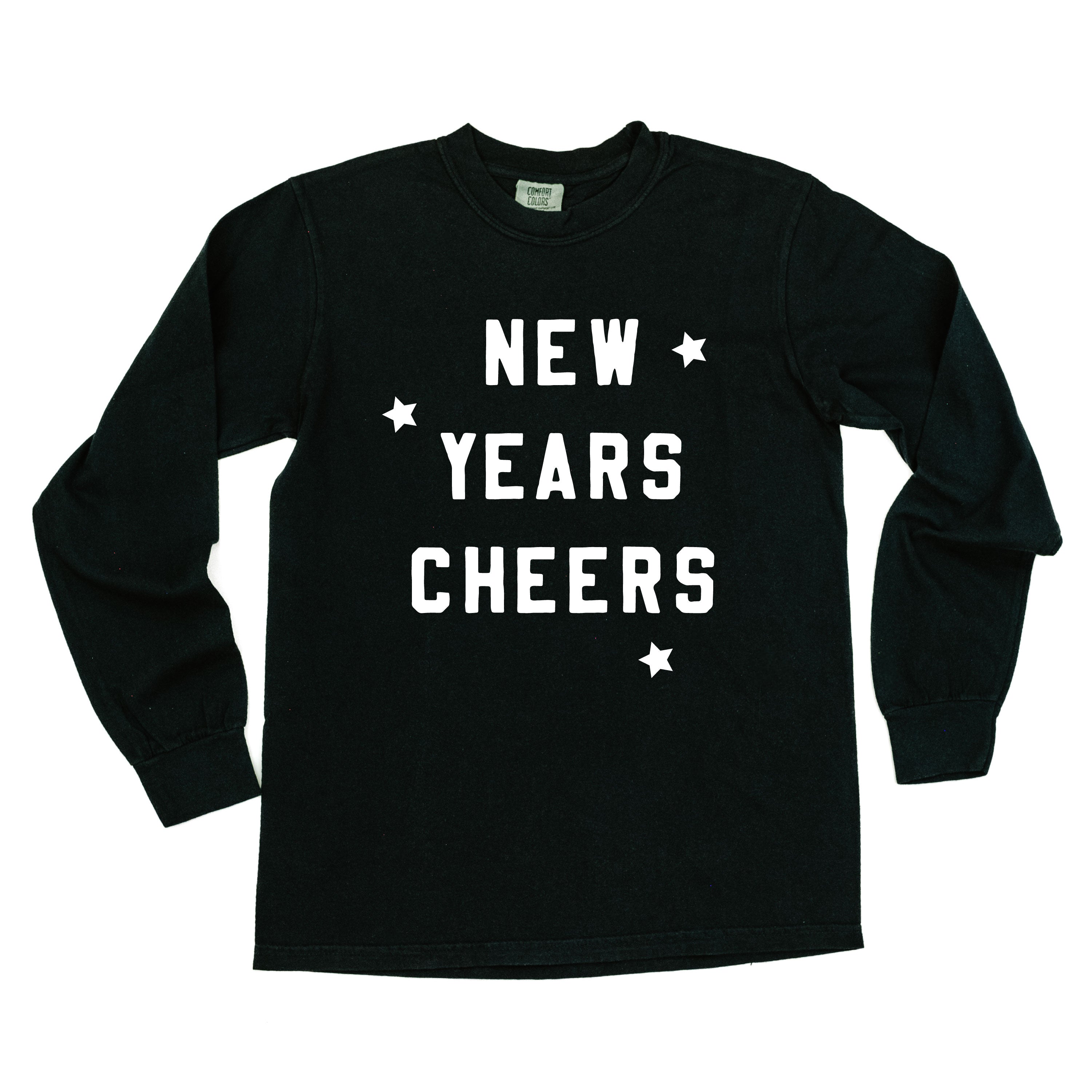 New Years Cheers - Block Font - LONG SLEEVE Comfort Colors Tee Little Mama Shirt Shop