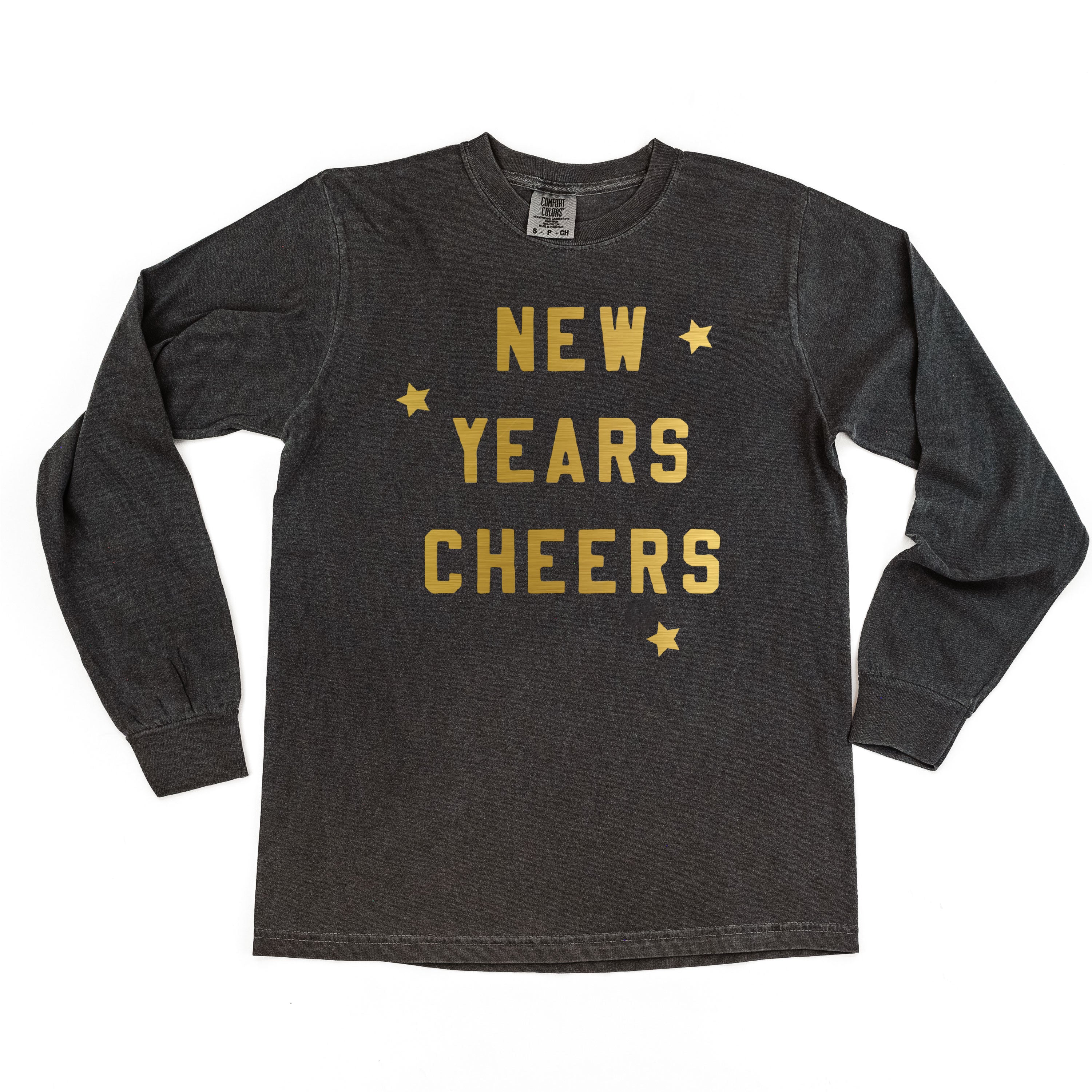 New Years Cheers - Block Font - LONG SLEEVE Comfort Colors Tee Little Mama Shirt Shop