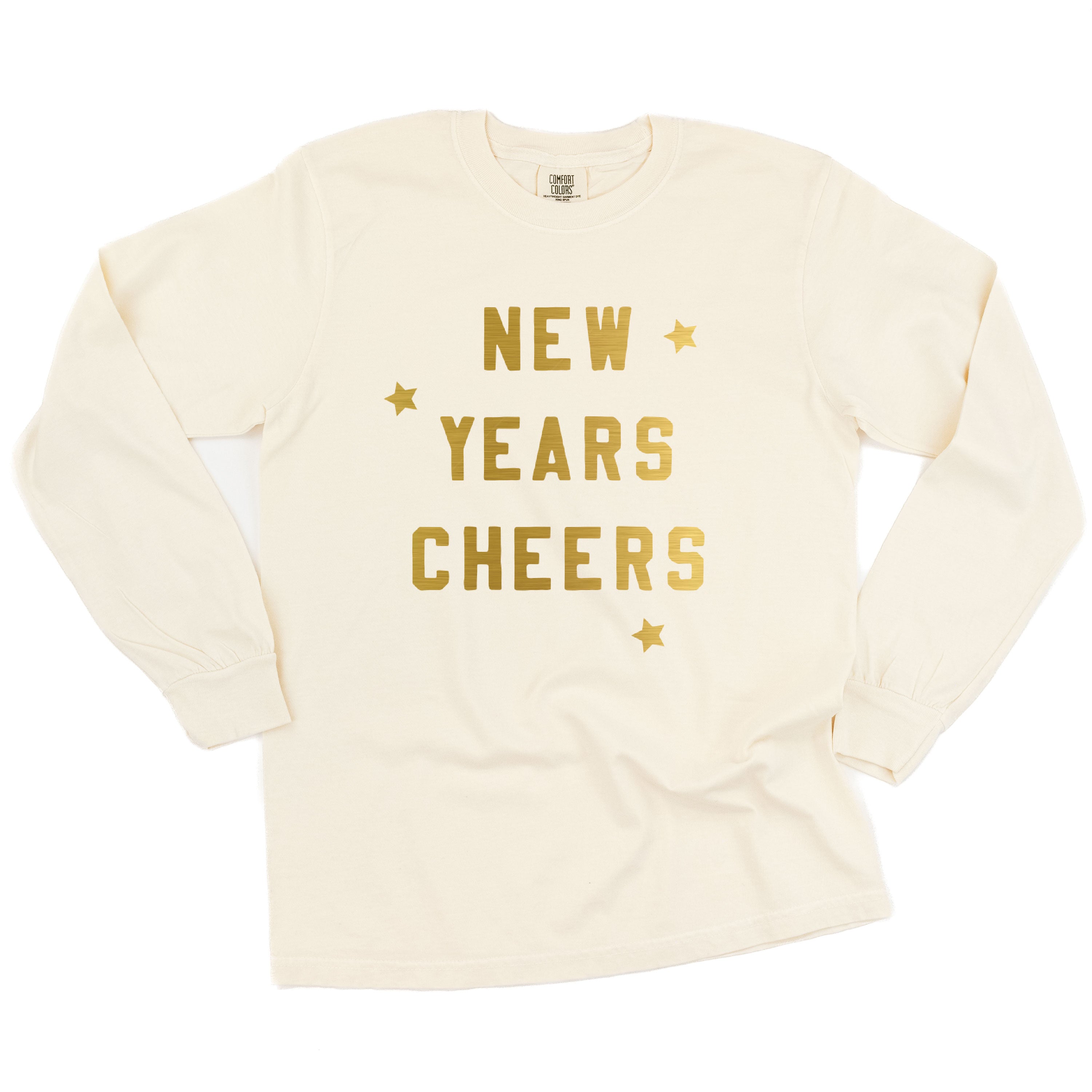 New Years Cheers - Block Font - LONG SLEEVE Comfort Colors Tee Little Mama Shirt Shop