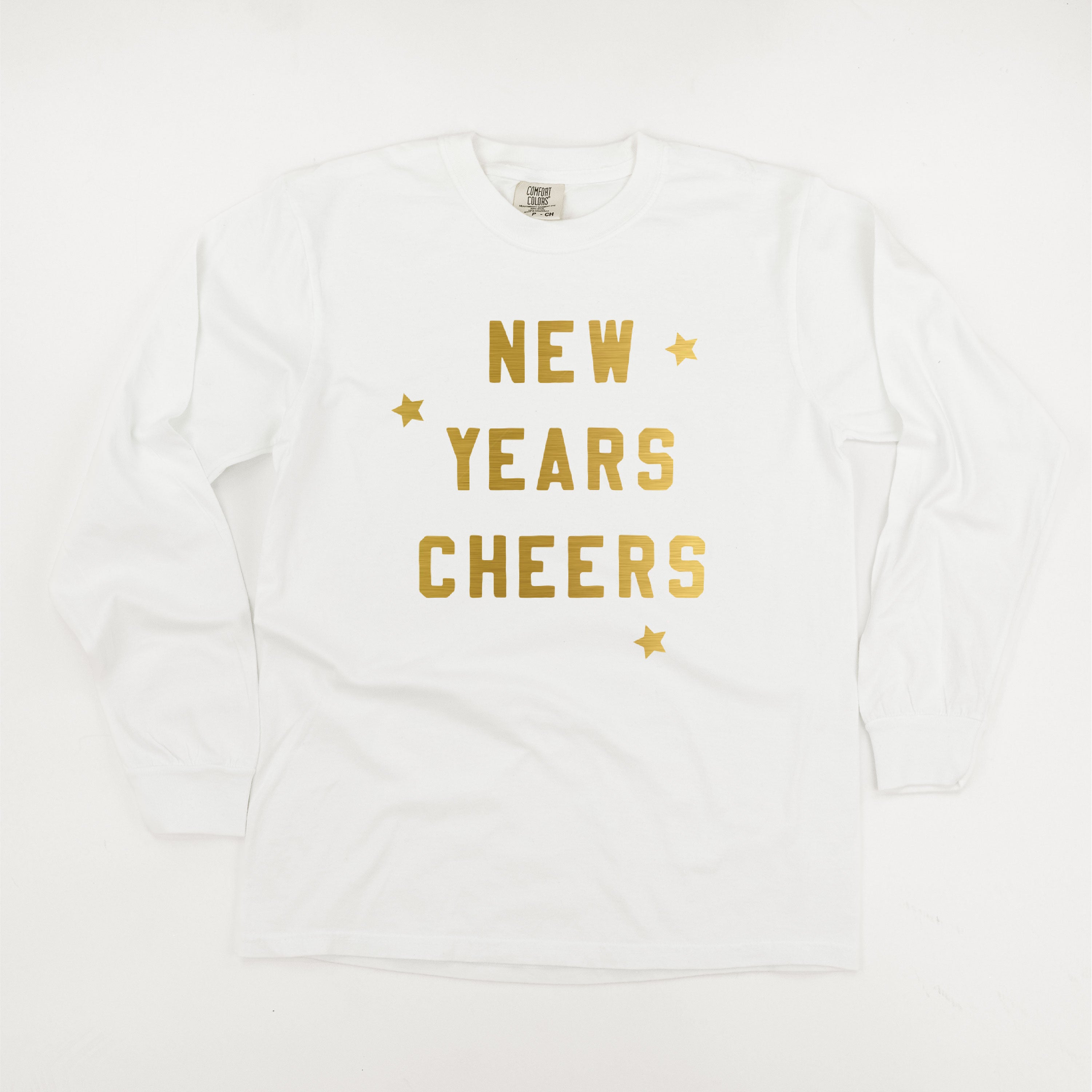 New Years Cheers - Block Font - LONG SLEEVE Comfort Colors Tee Little Mama Shirt Shop