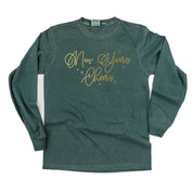 New Years Cheers - Stars/Script - LONG SLEEVE Comfort Colors Tee Little Mama Shirt Shop