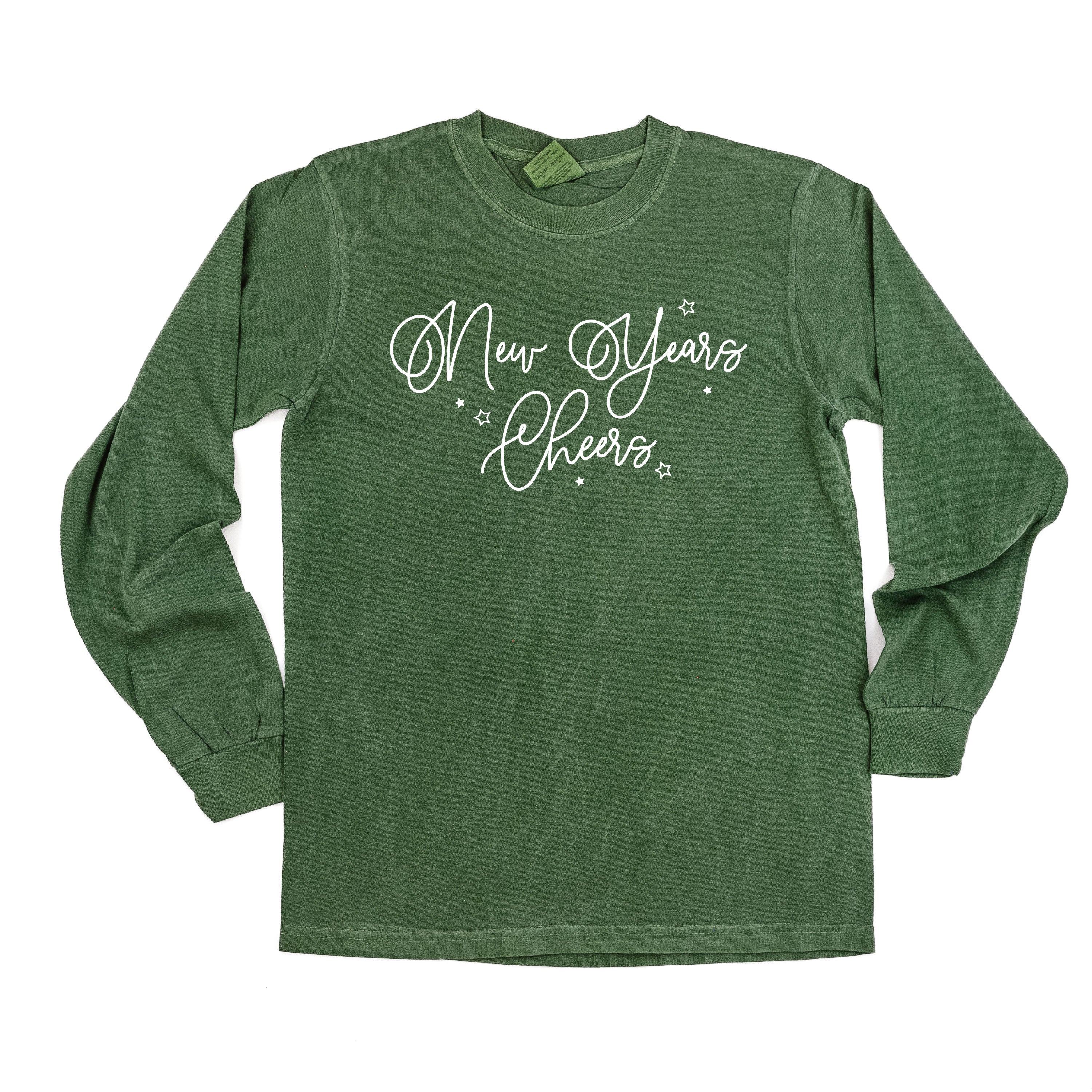 New Years Cheers - Stars/Script - LONG SLEEVE Comfort Colors Tee Little Mama Shirt Shop