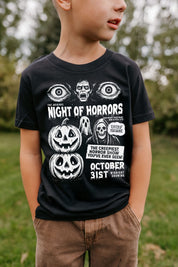 Night of Horrors - Midnight Showing - Black Child Tee Little Mama Shirt Shop