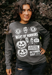 Night of Horrors - Midnight Showing - Long Sleeve Comfort Colors Tee Little Mama Shirt Shop