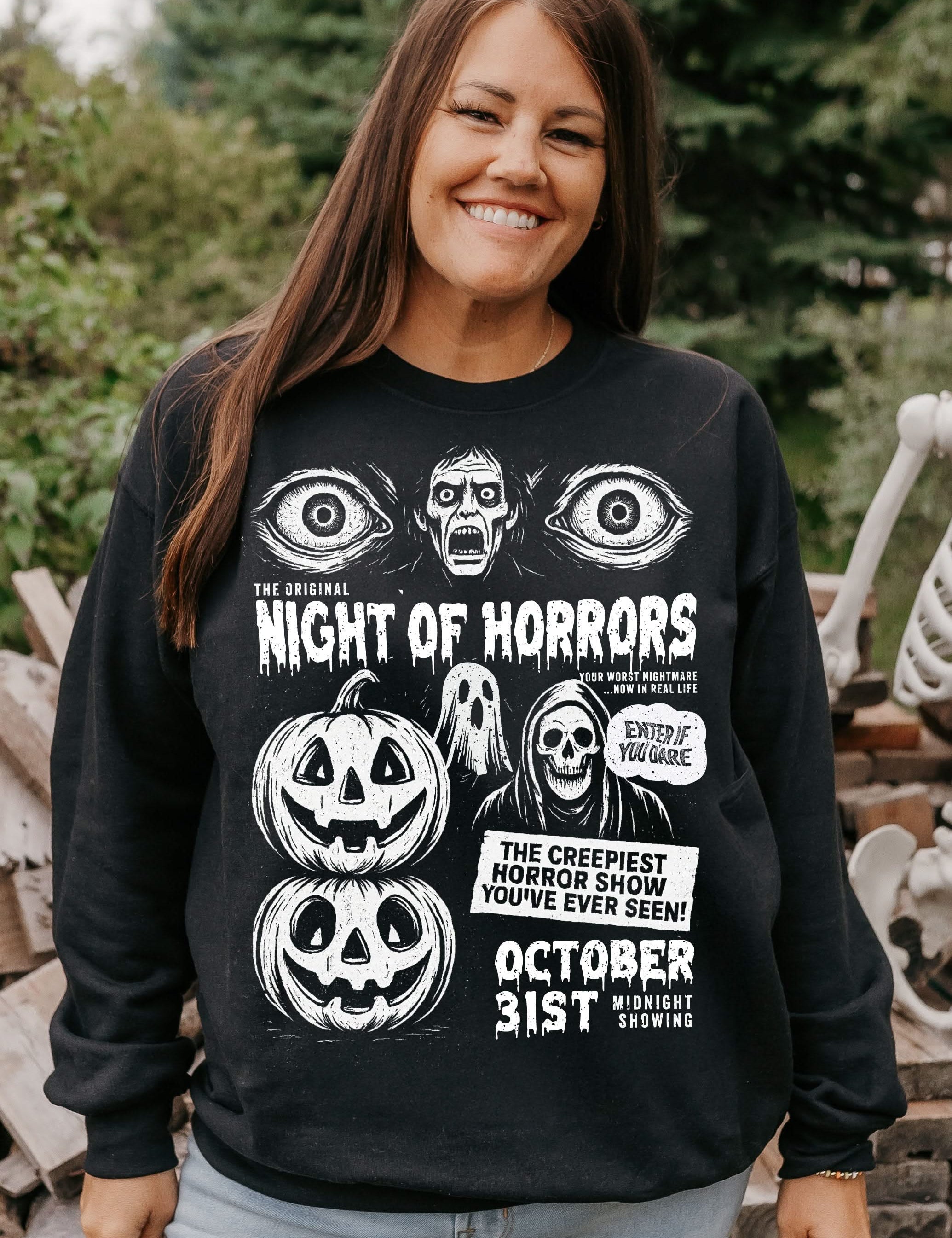 Night of Horrors - Midnight Showing - Black Basic Fleece Little Mama Shirt Shop LLC