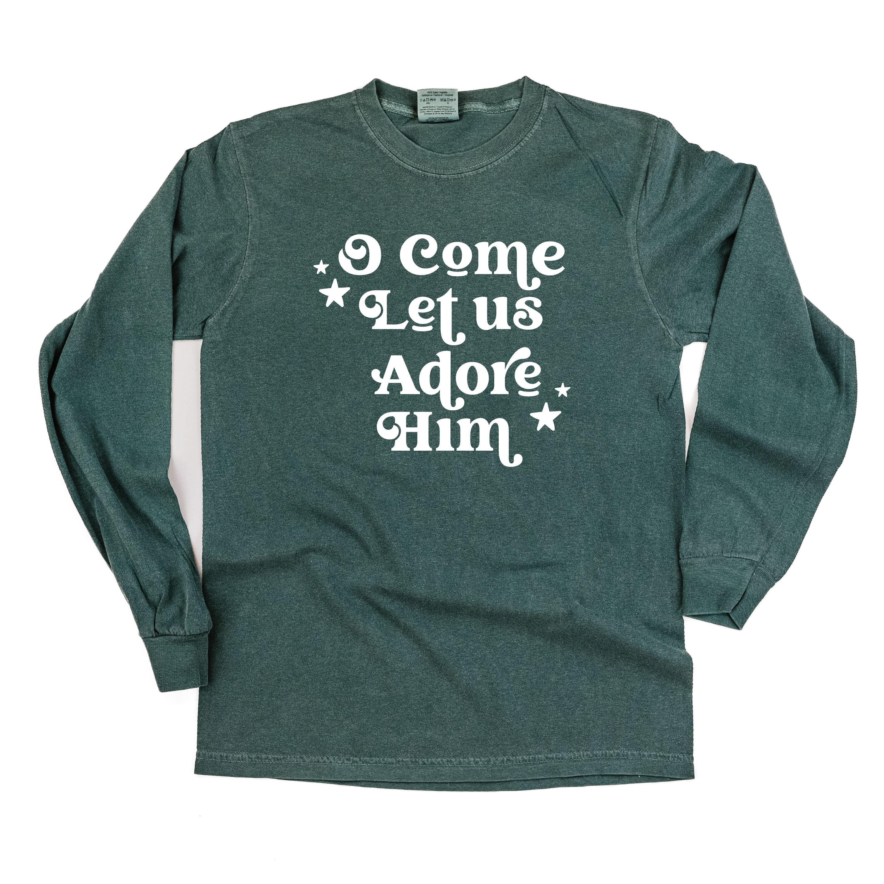 O Come Let Us Adore Him - LONG SLEEVE Comfort Colors Tee Little Mama Shirt Shop