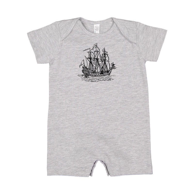 PIRATE SHIP - Minimalist Design - Short Sleeve / Shorts - One Piece Baby Romper