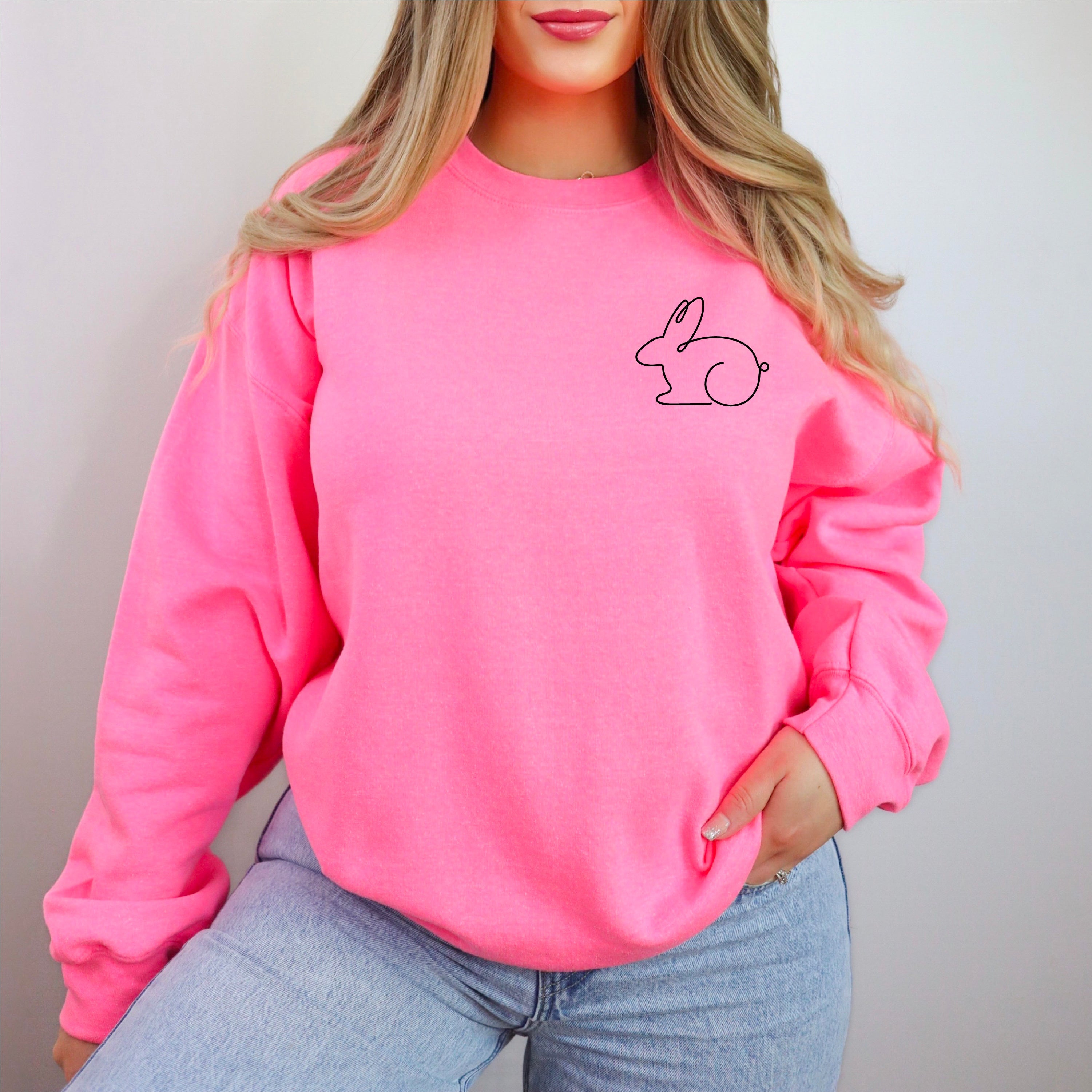 Outline Bunny (pocket) - BASIC Fleece Little Mama Shirt Shop LLC