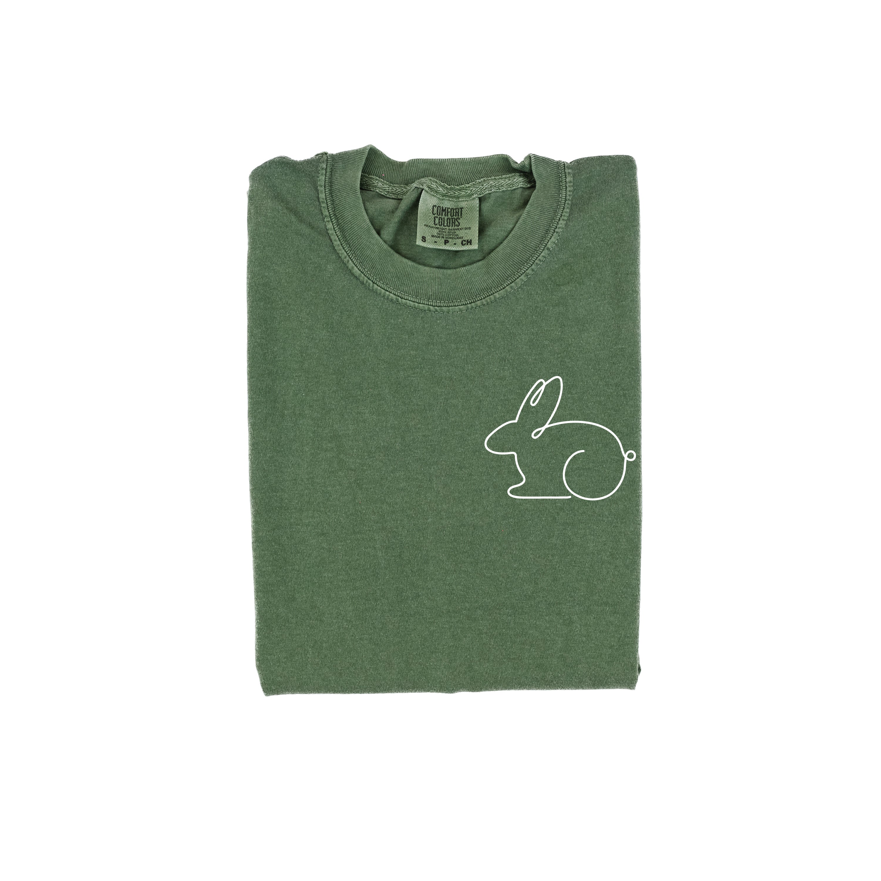 Outline Bunny (pocket) - Comfort Colors Tee Little Mama Shirt Shop