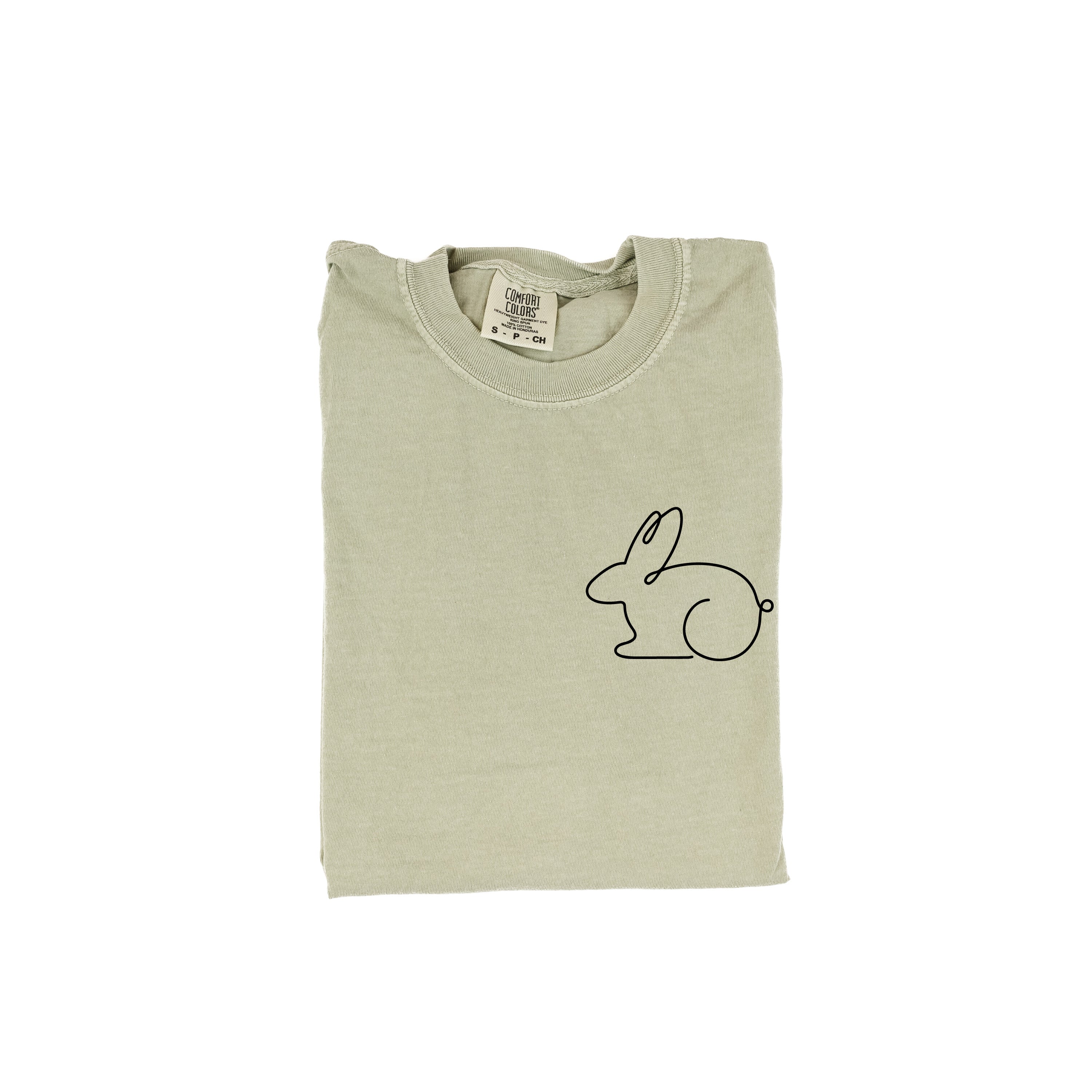 Outline Bunny (pocket) - Comfort Colors Tee Little Mama Shirt Shop