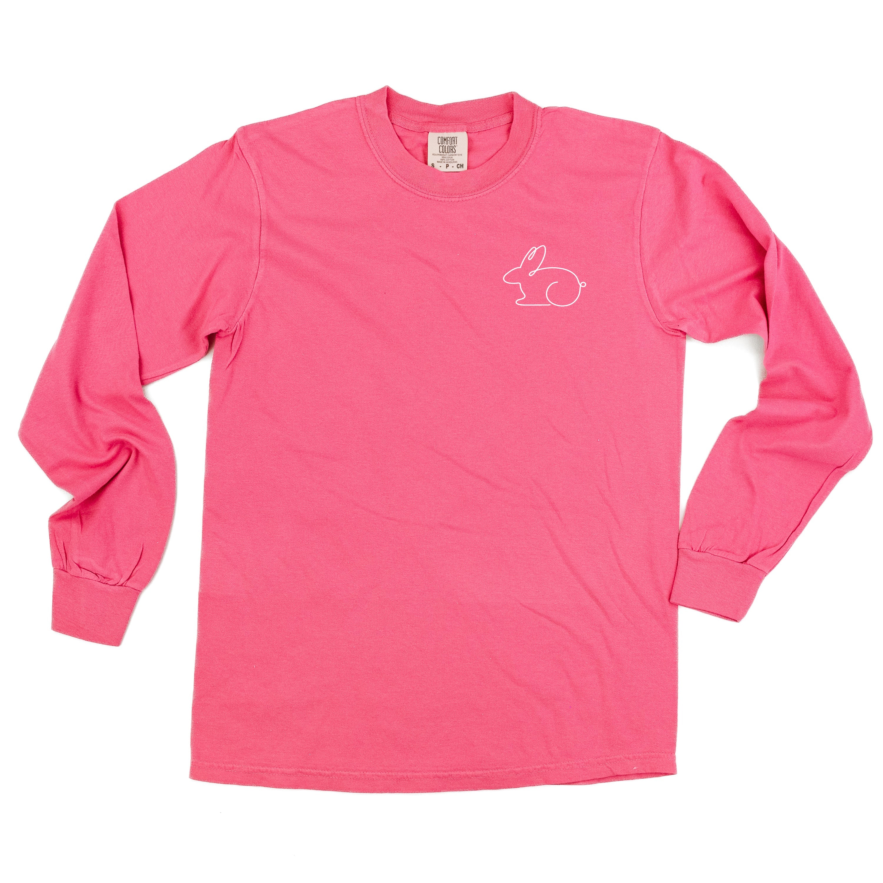 Outline Bunny (pocket) - LONG SLEEVE Comfort Colors Tee Little Mama Shirt Shop