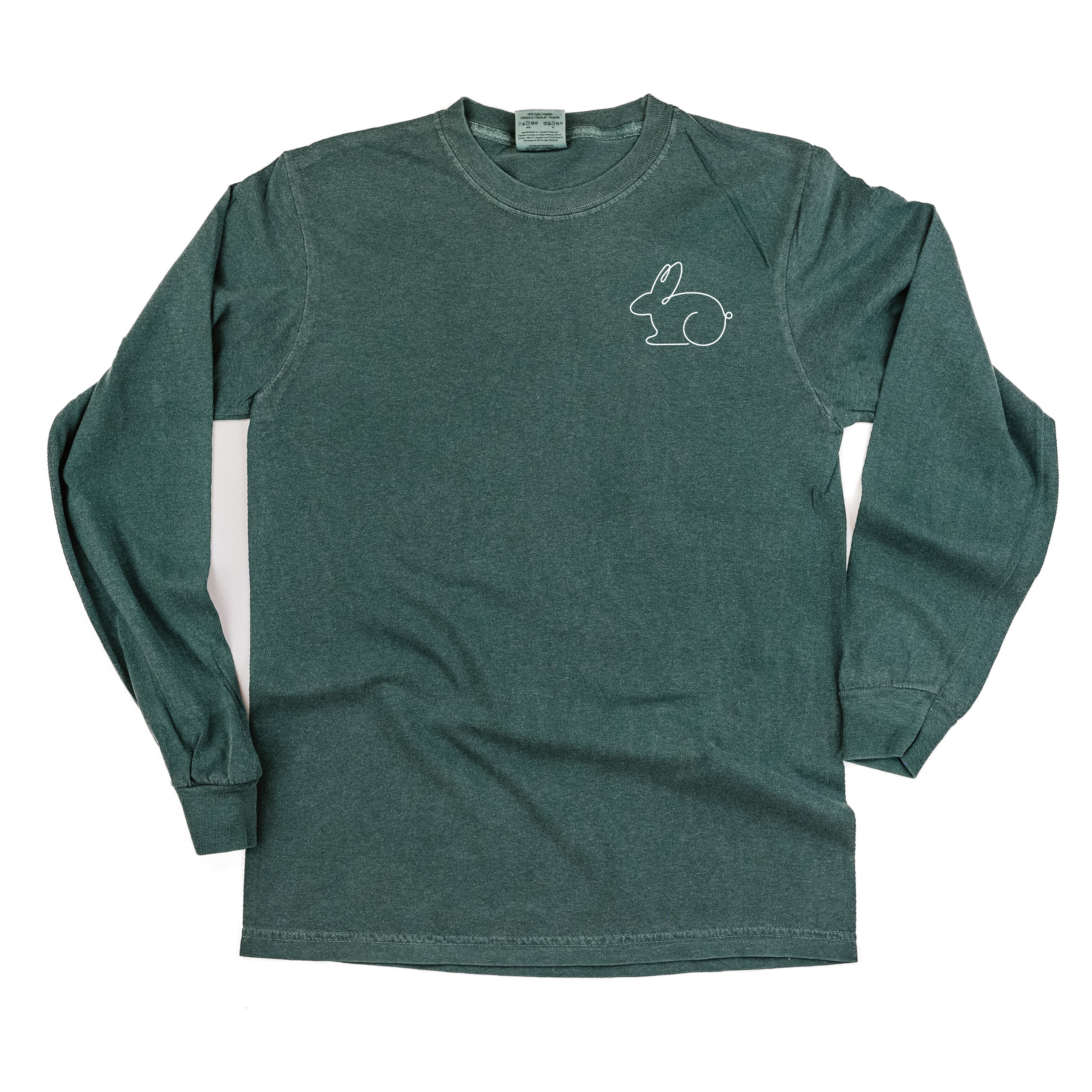 Outline Bunny (pocket) - LONG SLEEVE Comfort Colors Tee Little Mama Shirt Shop
