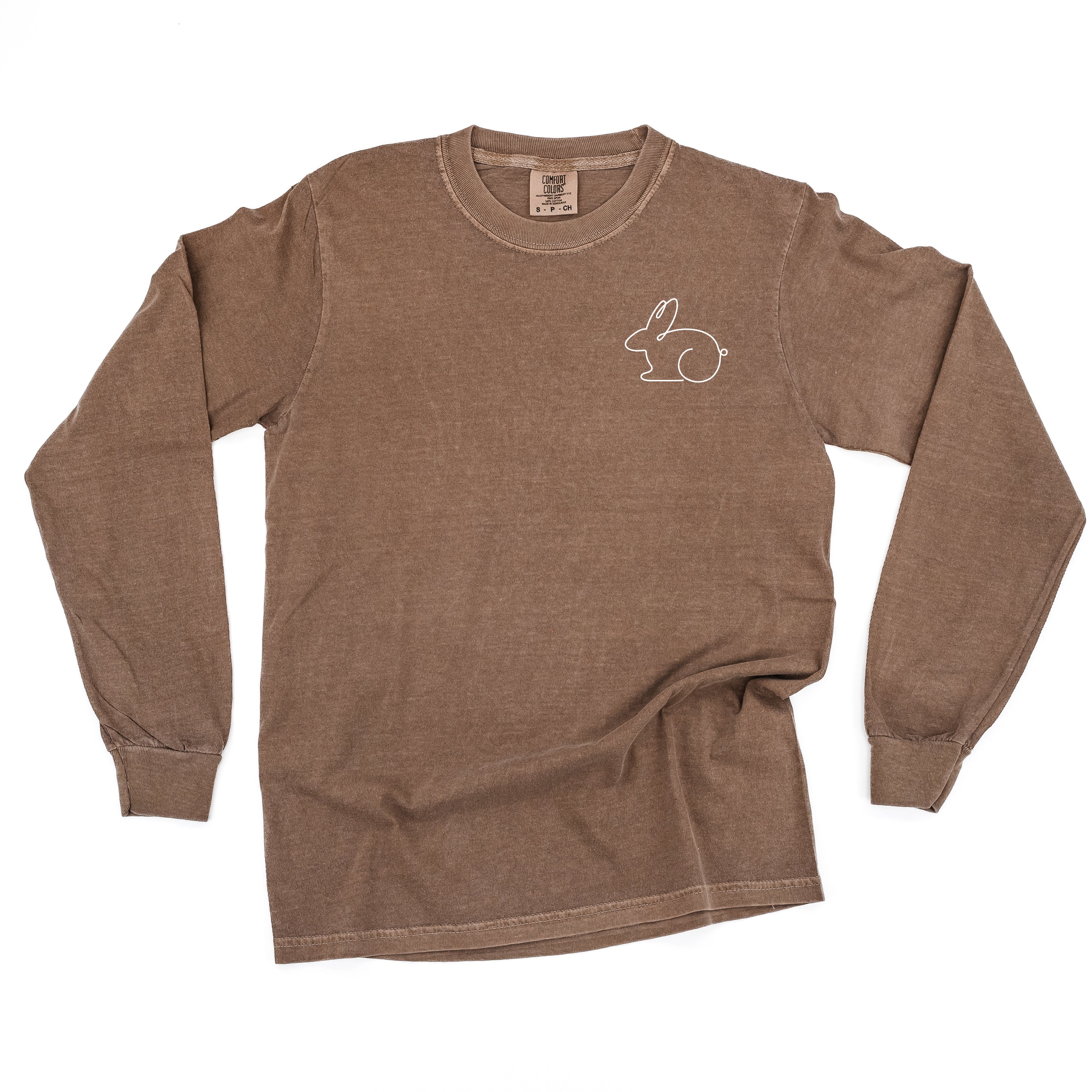 Outline Bunny (pocket) - LONG SLEEVE Comfort Colors Tee Little Mama Shirt Shop