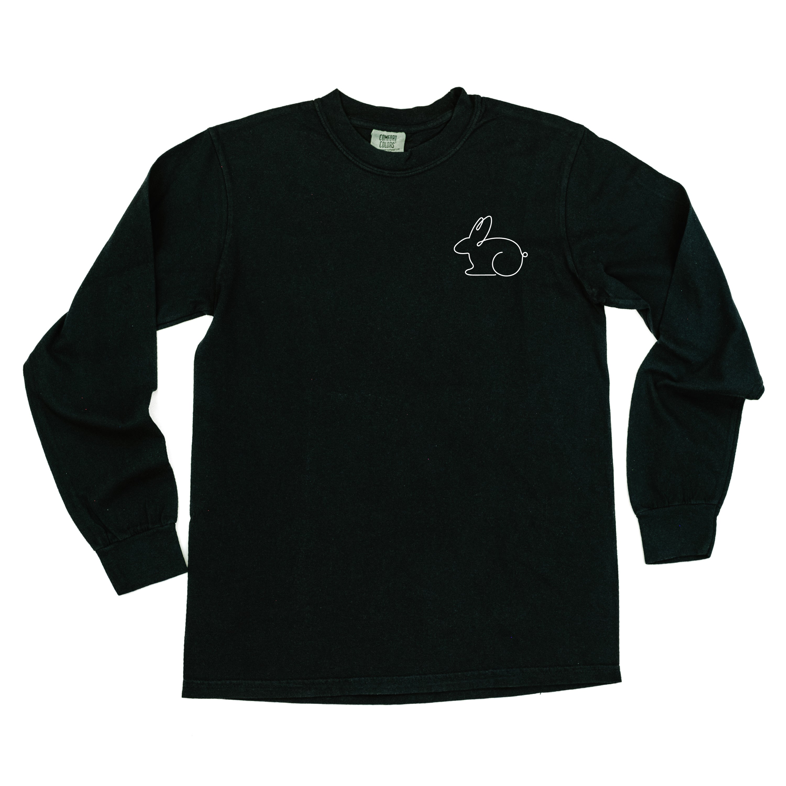 Outline Bunny (pocket) - LONG SLEEVE Comfort Colors Tee Little Mama Shirt Shop