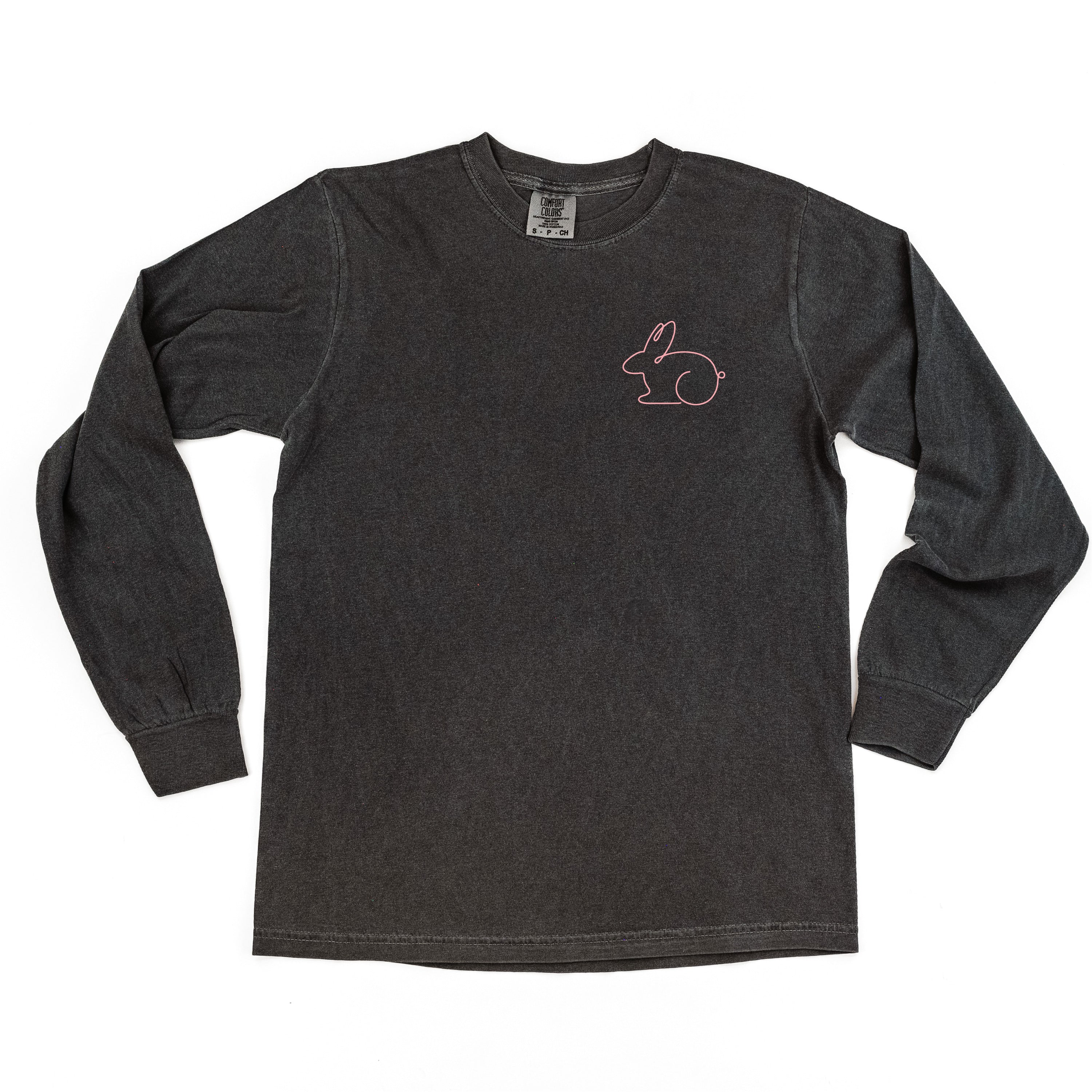 Outline Bunny (pocket) - LONG SLEEVE Comfort Colors Tee Little Mama Shirt Shop