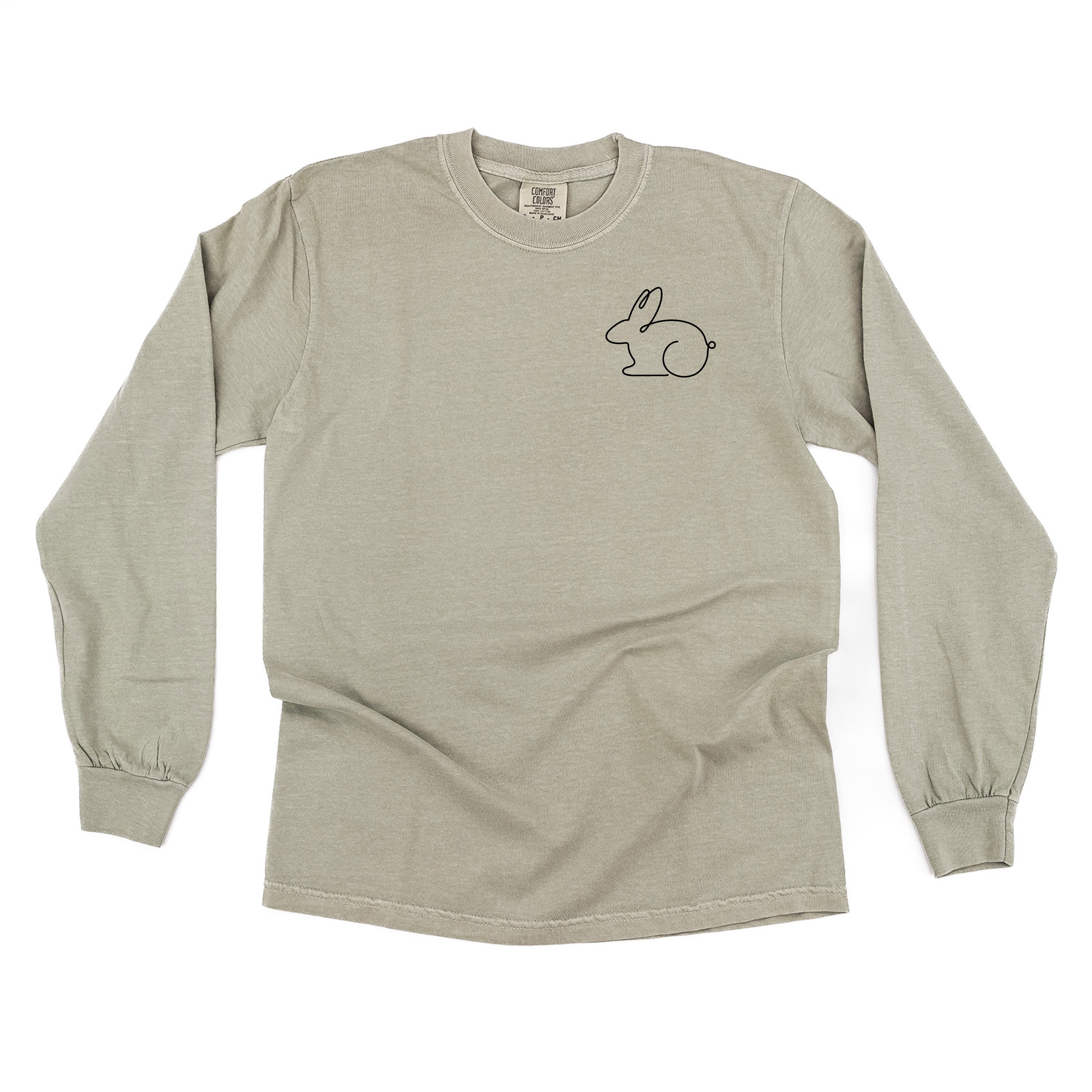 Outline Bunny (pocket) - LONG SLEEVE Comfort Colors Tee Little Mama Shirt Shop