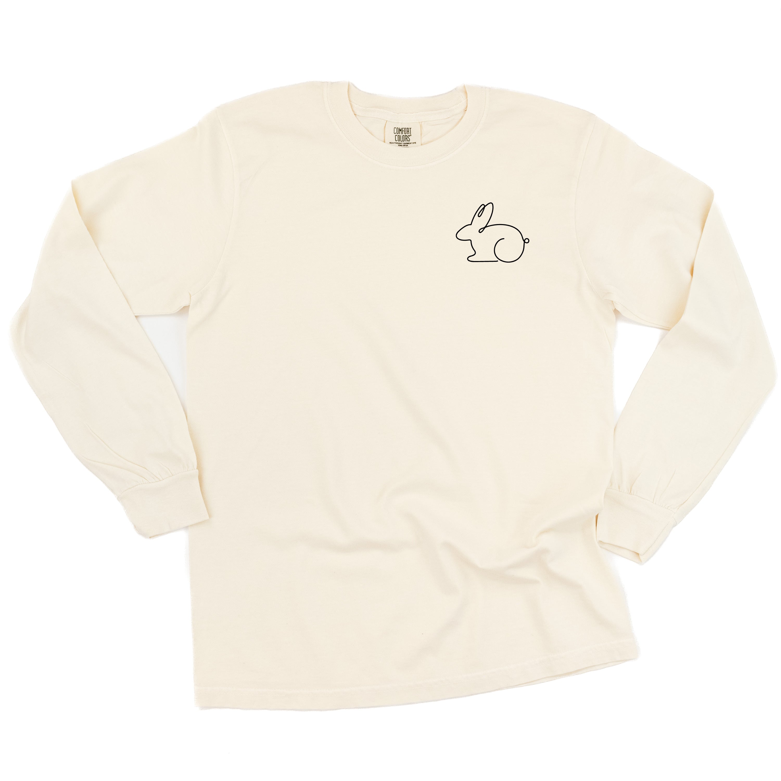 Outline Bunny (pocket) - LONG SLEEVE Comfort Colors Tee Little Mama Shirt Shop