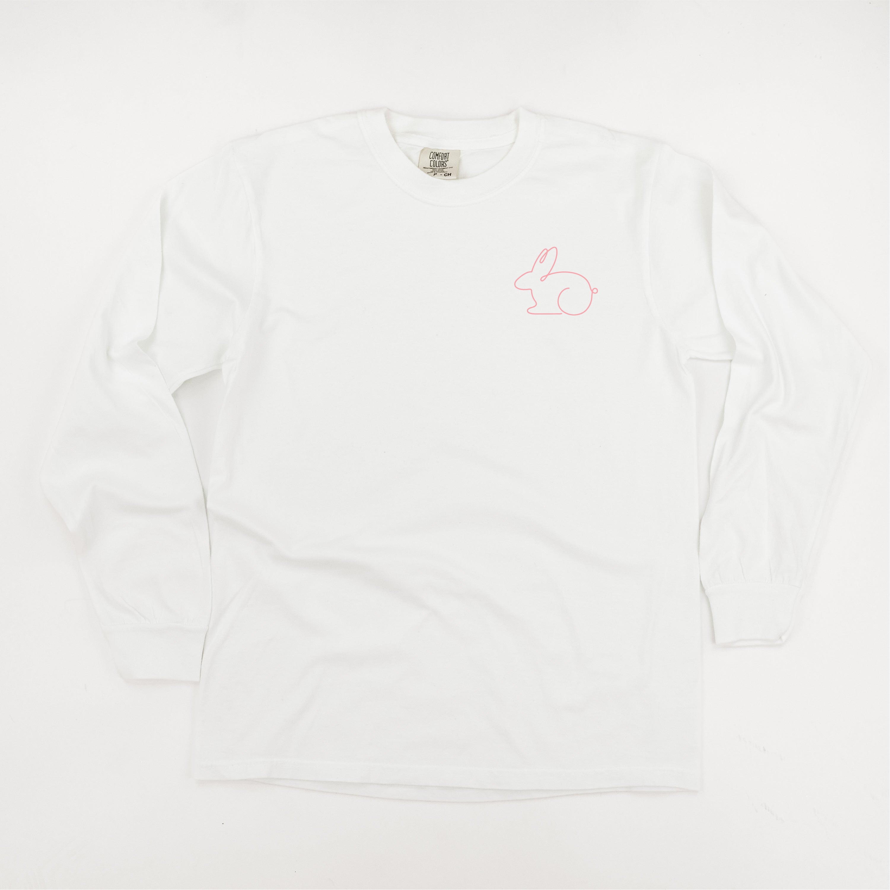 Outline Bunny (pocket) - LONG SLEEVE Comfort Colors Tee Little Mama Shirt Shop
