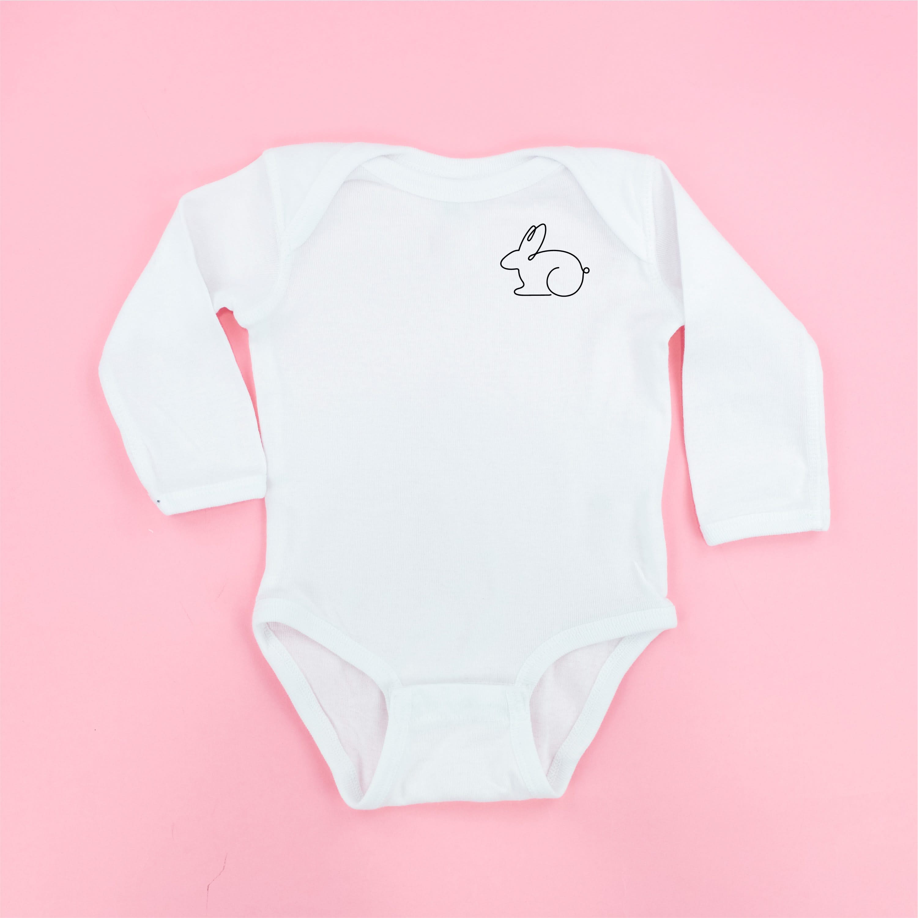 Outline Bunny (pocket) - Child LONG SLEEVE Tee Little Mama Shirt Shop