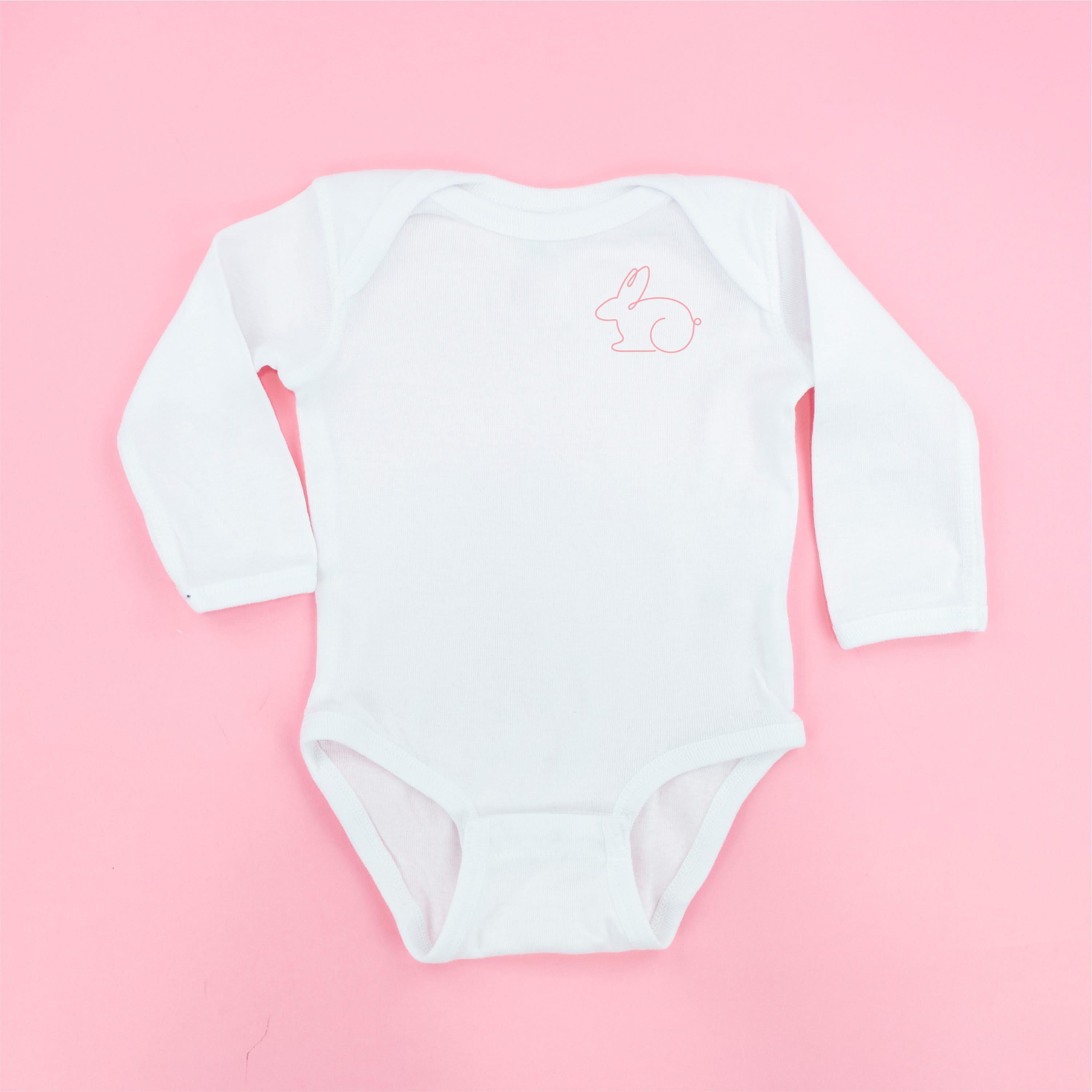 Outline Bunny (pocket) - Child LONG SLEEVE Tee Little Mama Shirt Shop
