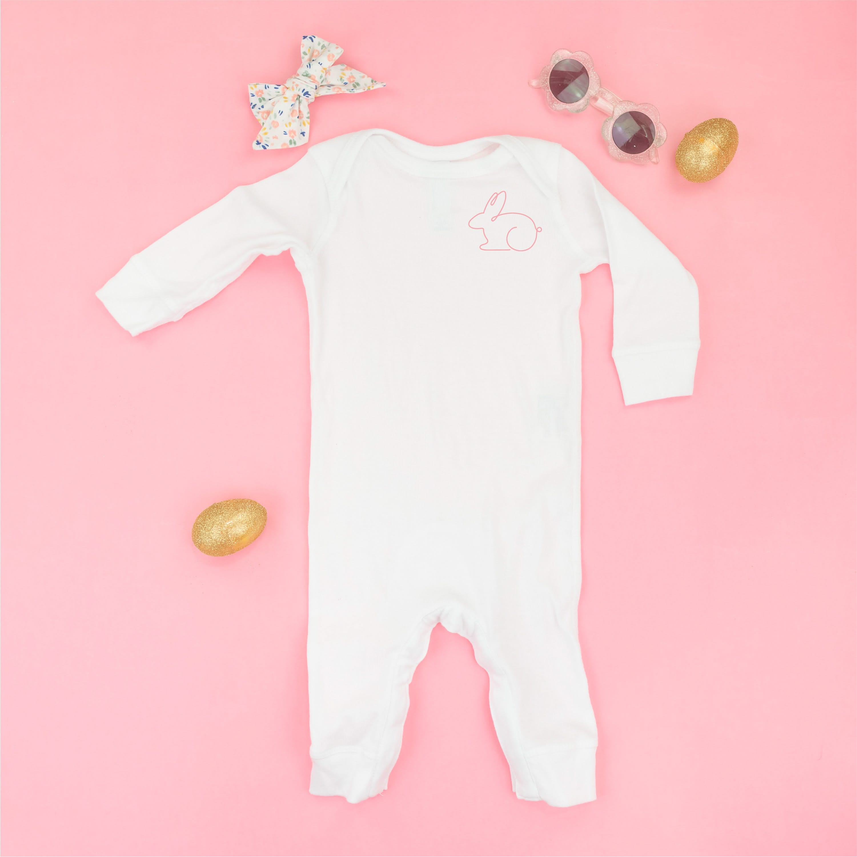 Outline Bunny (pocket) - Baby Sleeper Little Mama Shirt Shop