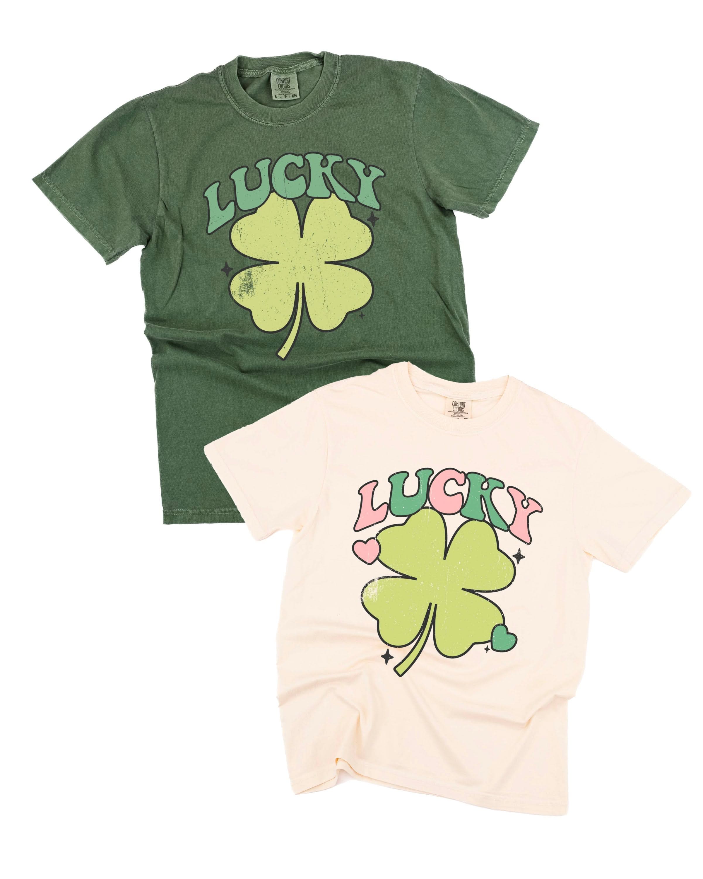 Oversized Lucky Shamrock - Comfort Colors Tee Little Mama Shirt Shop