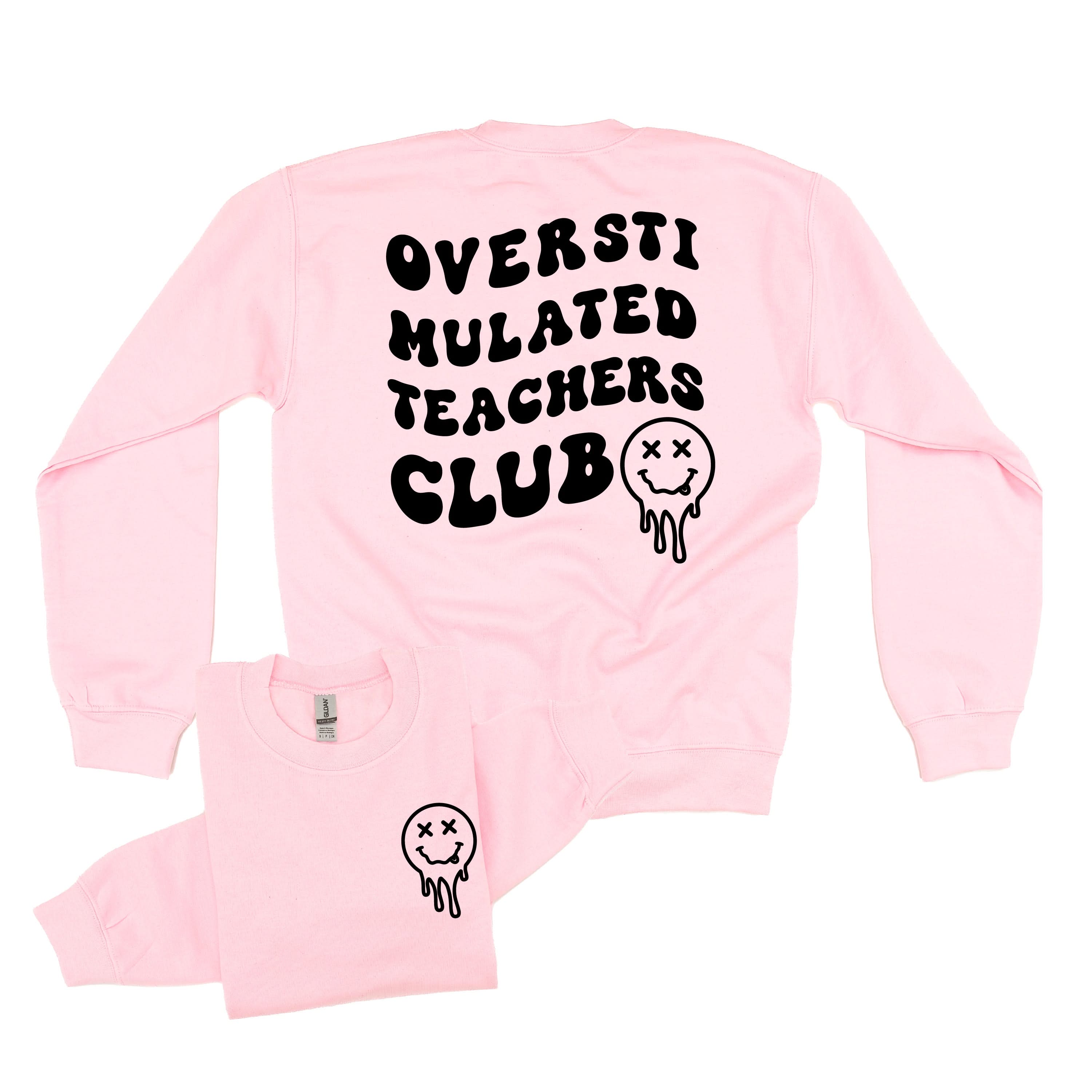 Overstimulated Teachers Club - Melty X Squiggle Smiley (pf & b) - BASIC Fleece Little Mama Shirt Shop LLC
