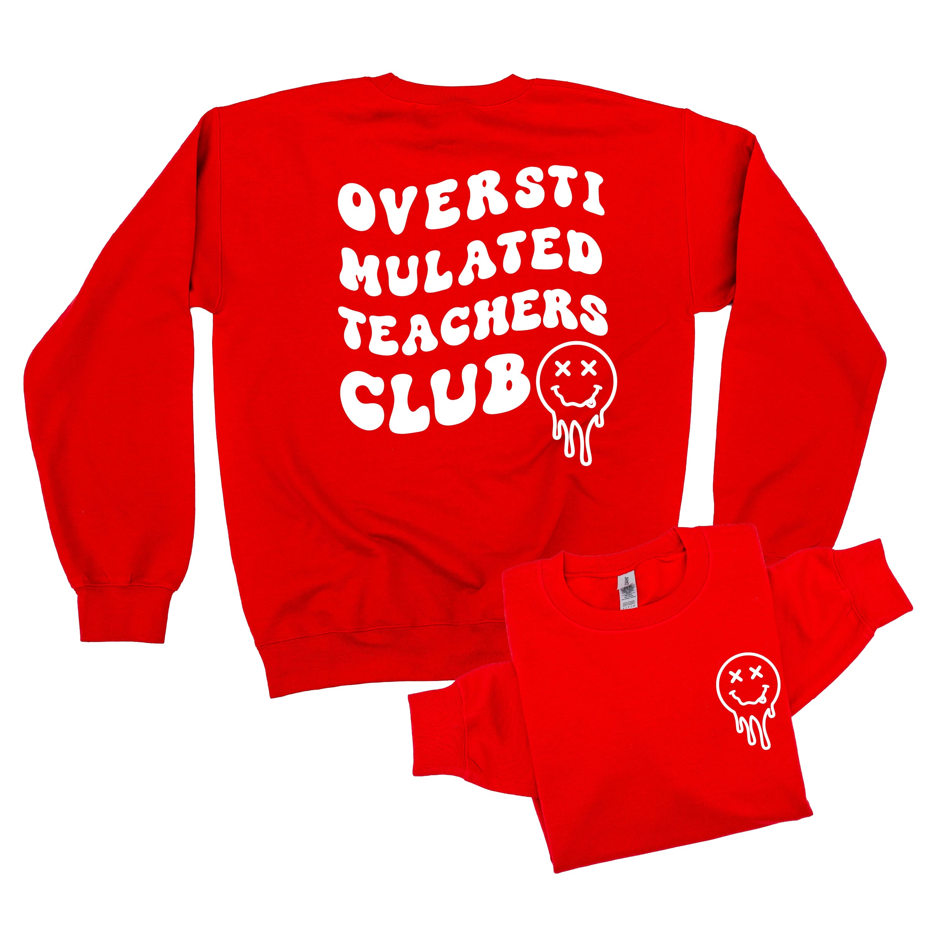 Overstimulated Teachers Club - Melty X Squiggle Smiley (pf & b) - BASIC Fleece Little Mama Shirt Shop LLC