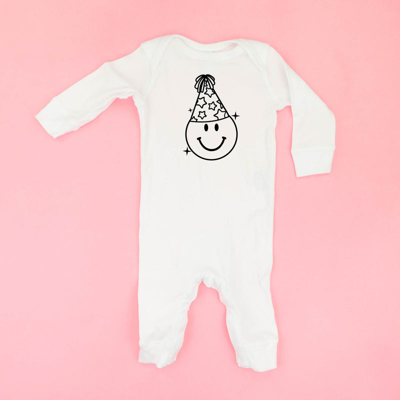 READY TO PARTY SMILEY - One Piece Baby Sleeper