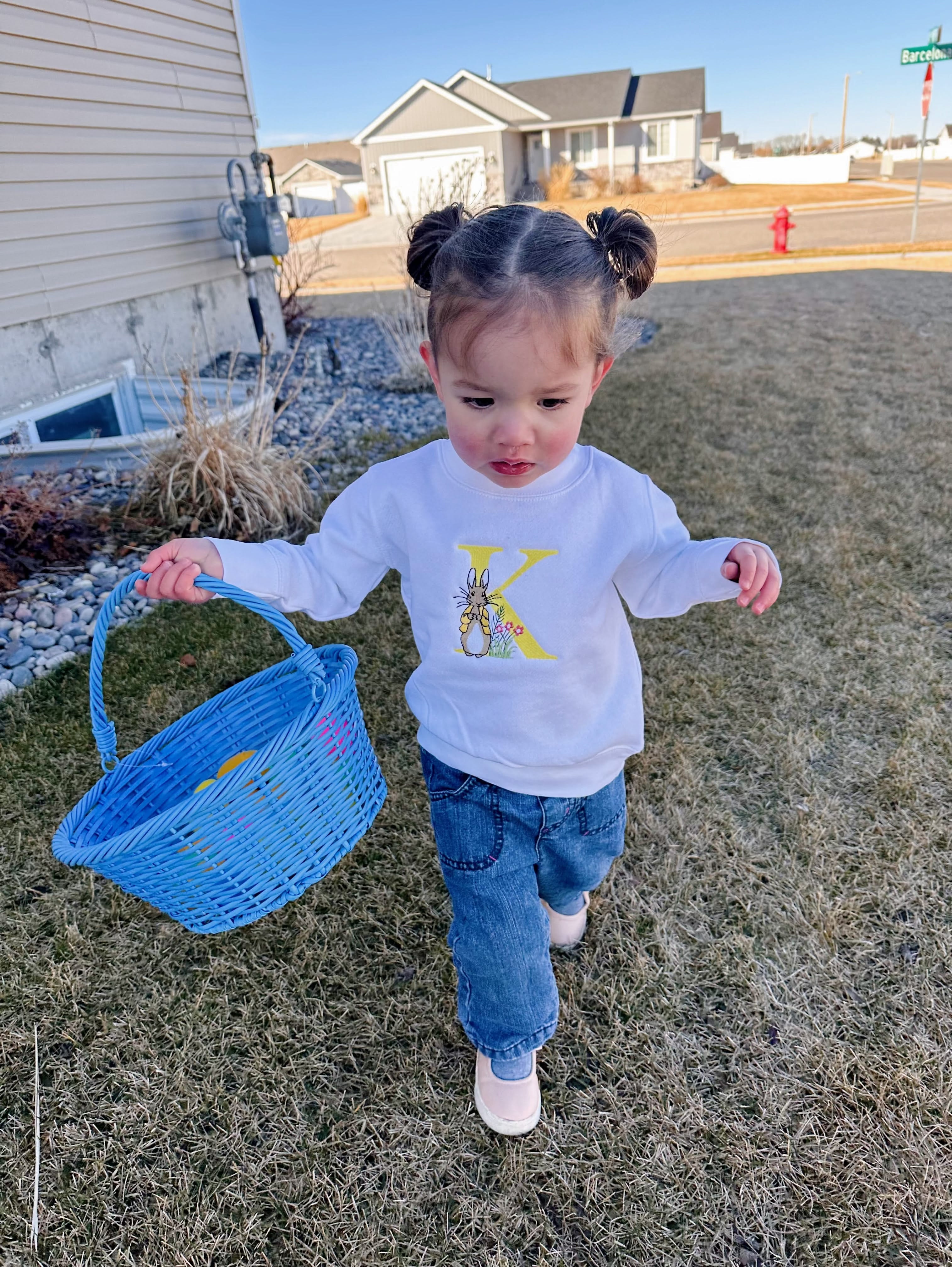 Embroidered Child Sweater - Hoppy Initials Little Mama Shirt Shop LLC