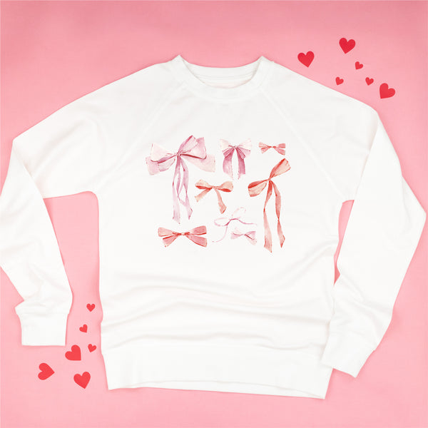 Pink and Red Valentine Bows - Lightweight Pullover Sweater