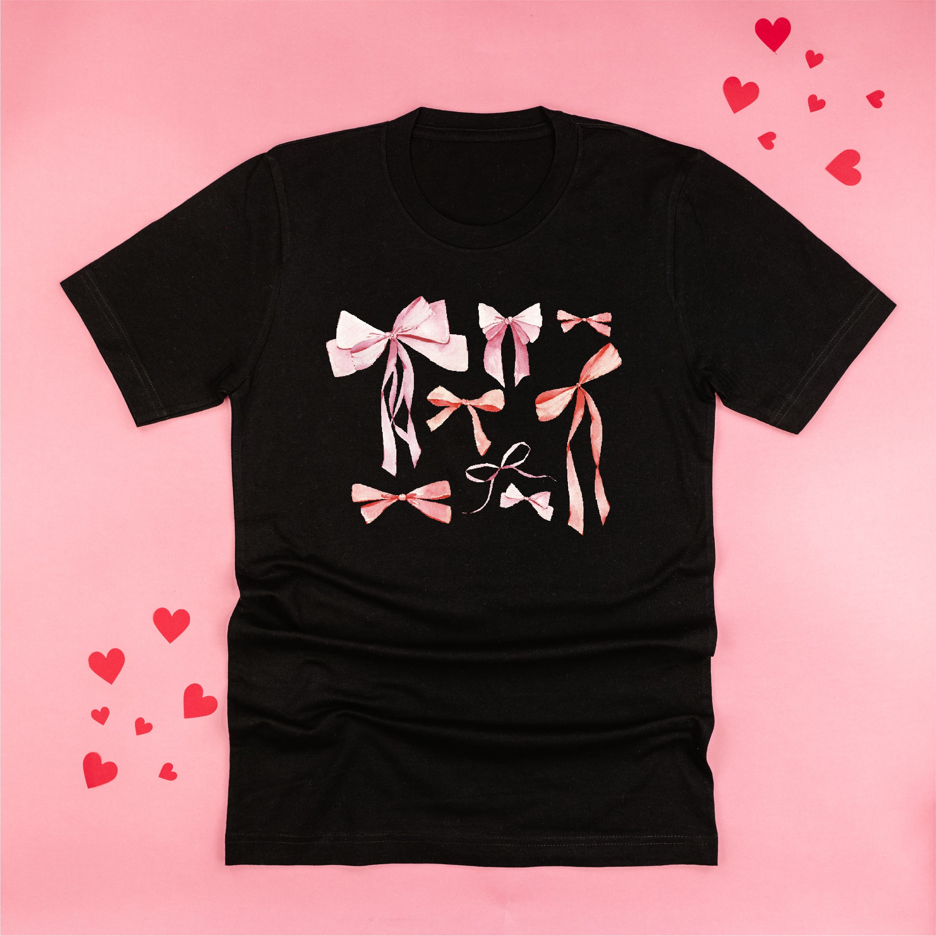 Pink And Red Valentine Bows - Unisex Tee Little Mama Shirt Shop