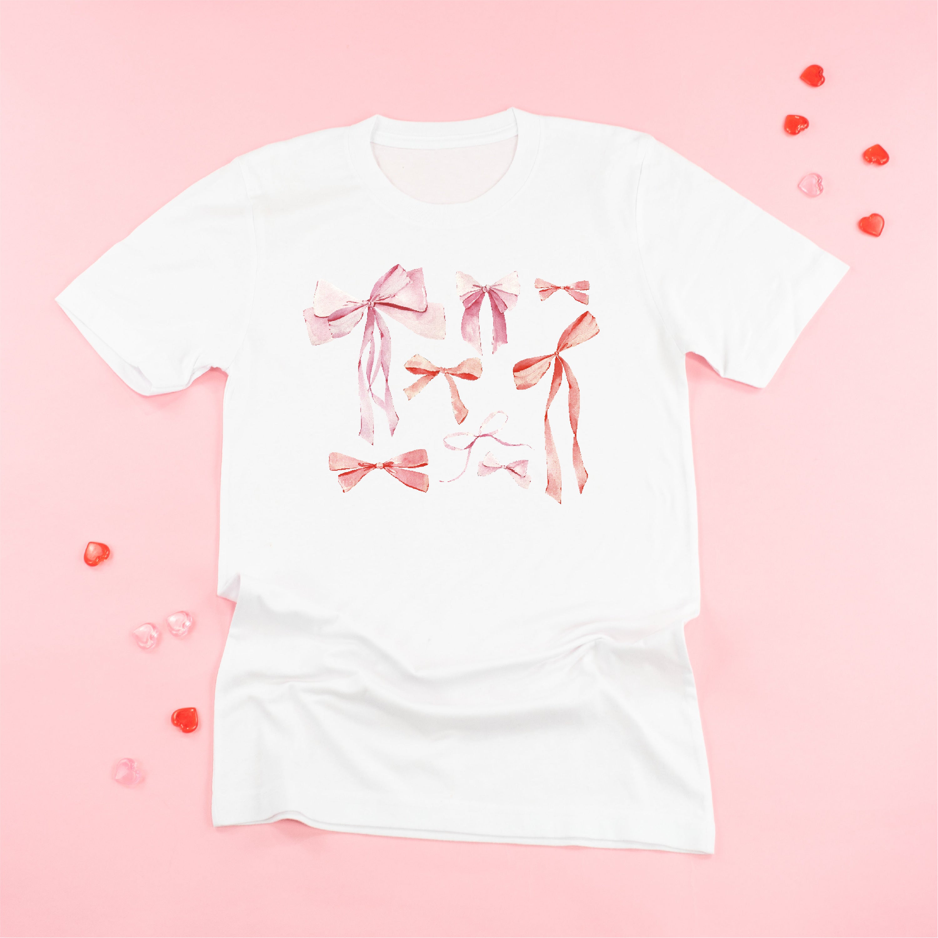 Pink And Red Valentine Bows - Unisex Tee Little Mama Shirt Shop