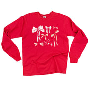 Pink And Red Valentine Bows - LONG SLEEVE Comfort Colors Tee Little Mama Shirt Shop