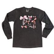 Pink And Red Valentine Bows - LONG SLEEVE Comfort Colors Tee Little Mama Shirt Shop
