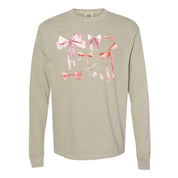 Pink And Red Valentine Bows - LONG SLEEVE Comfort Colors Tee Little Mama Shirt Shop