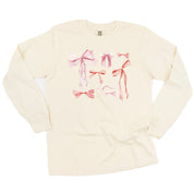 Pink And Red Valentine Bows - LONG SLEEVE Comfort Colors Tee Little Mama Shirt Shop