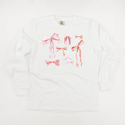 Pink And Red Valentine Bows - LONG SLEEVE Comfort Colors Tee Little Mama Shirt Shop