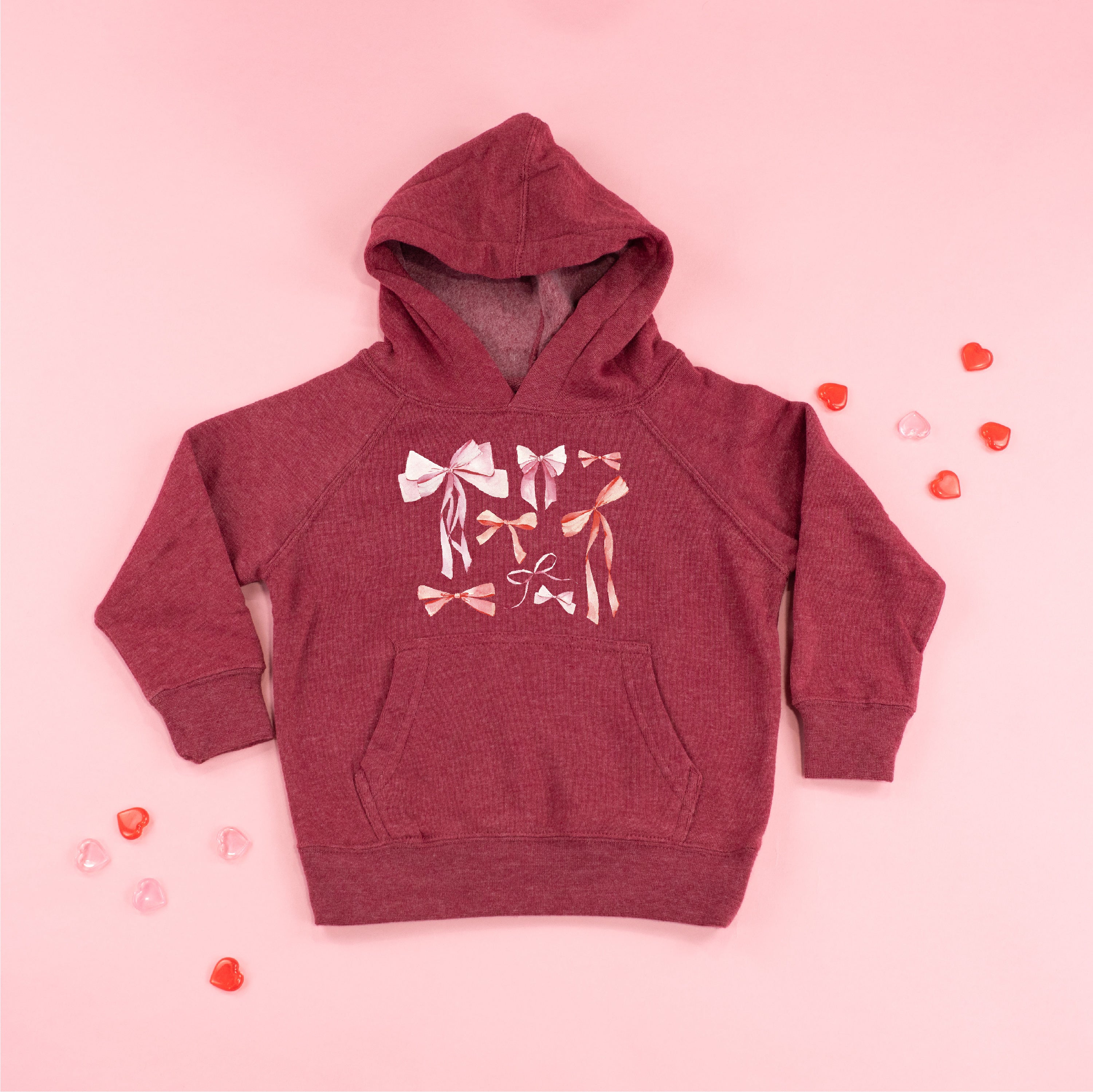 Pink And Red Valentine Bows - Child HOODIE Little Mama Shirt Shop