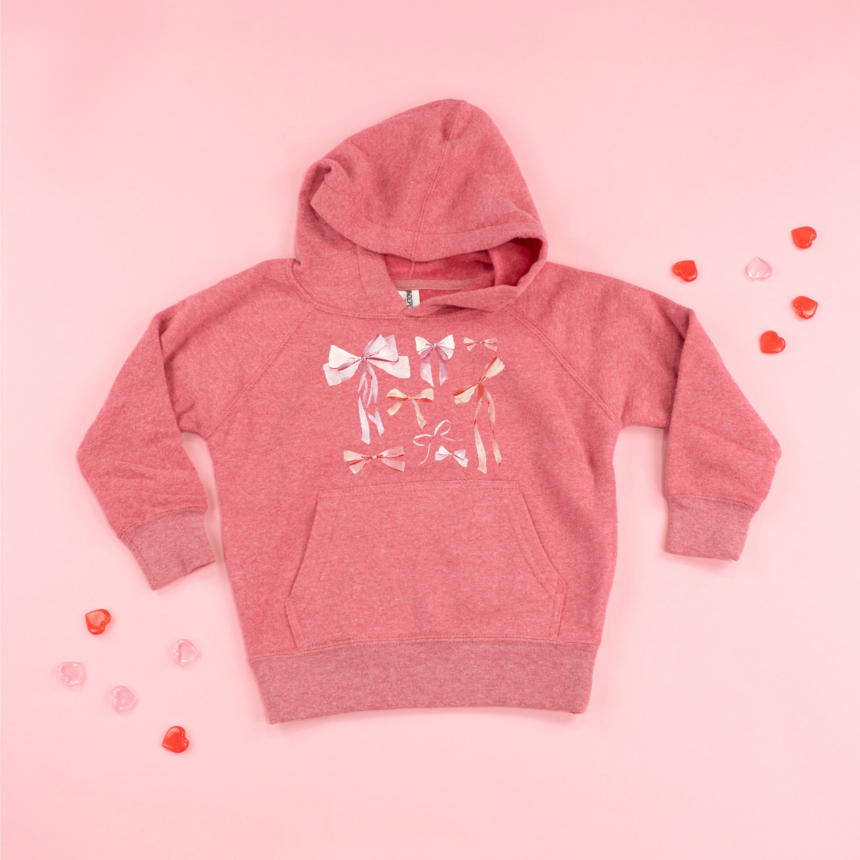 Pink And Red Valentine Bows - Child HOODIE Little Mama Shirt Shop