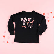 Pink And Red Valentine Bows - Child Long Sleeve Tee Little Mama Shirt Shop