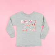 Pink And Red Valentine Bows - Child Long Sleeve Tee Little Mama Shirt Shop
