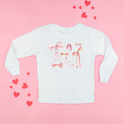 Pink And Red Valentine Bows - Child Long Sleeve Tee Little Mama Shirt Shop