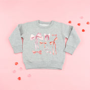 Pink And Red Valentine Bows - Child Sweater Little Mama Shirt Shop