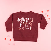 Pink And Red Valentine Bows - Child Sweater Little Mama Shirt Shop