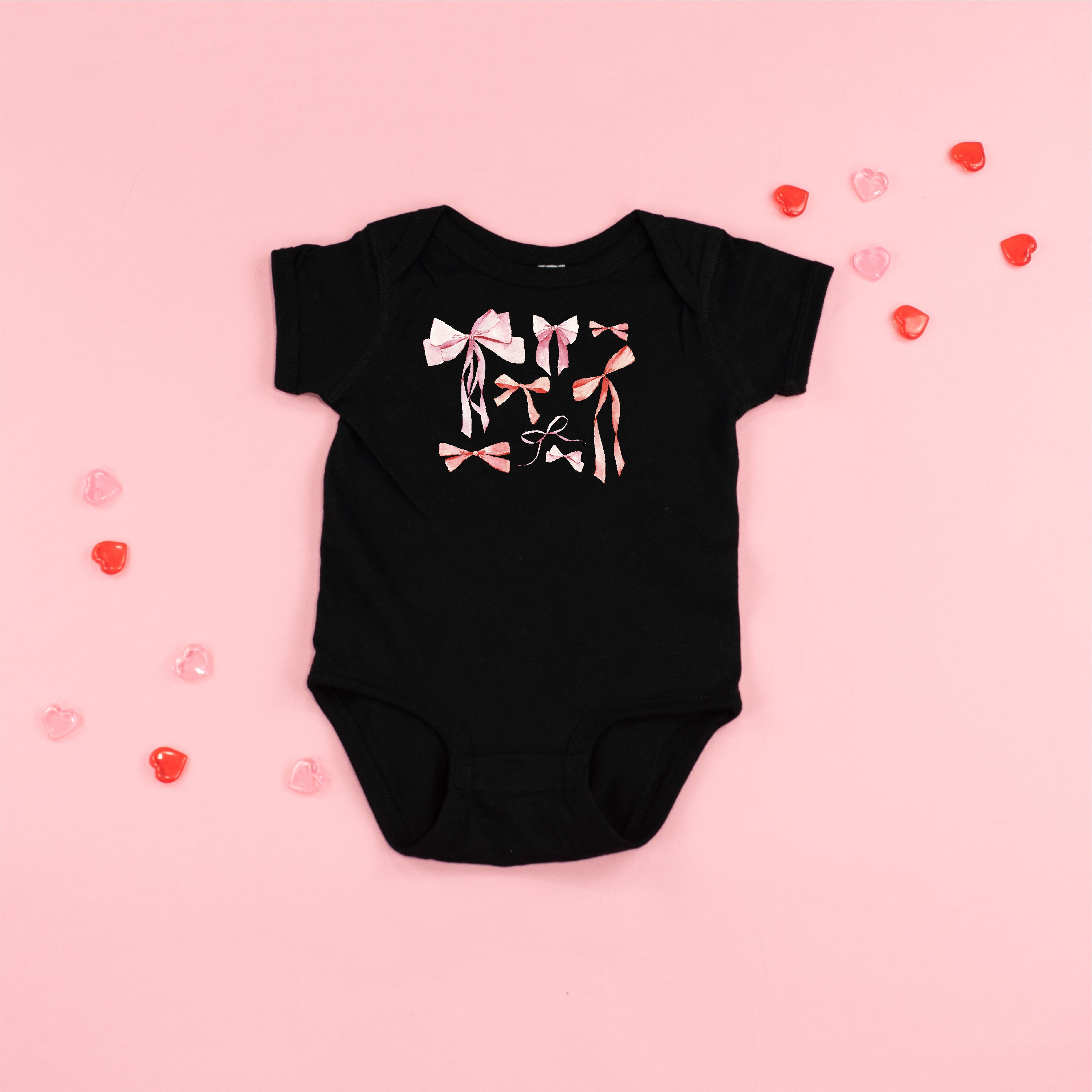 Pink And Red Valentine Bows - Child Tee Little Mama Shirt Shop
